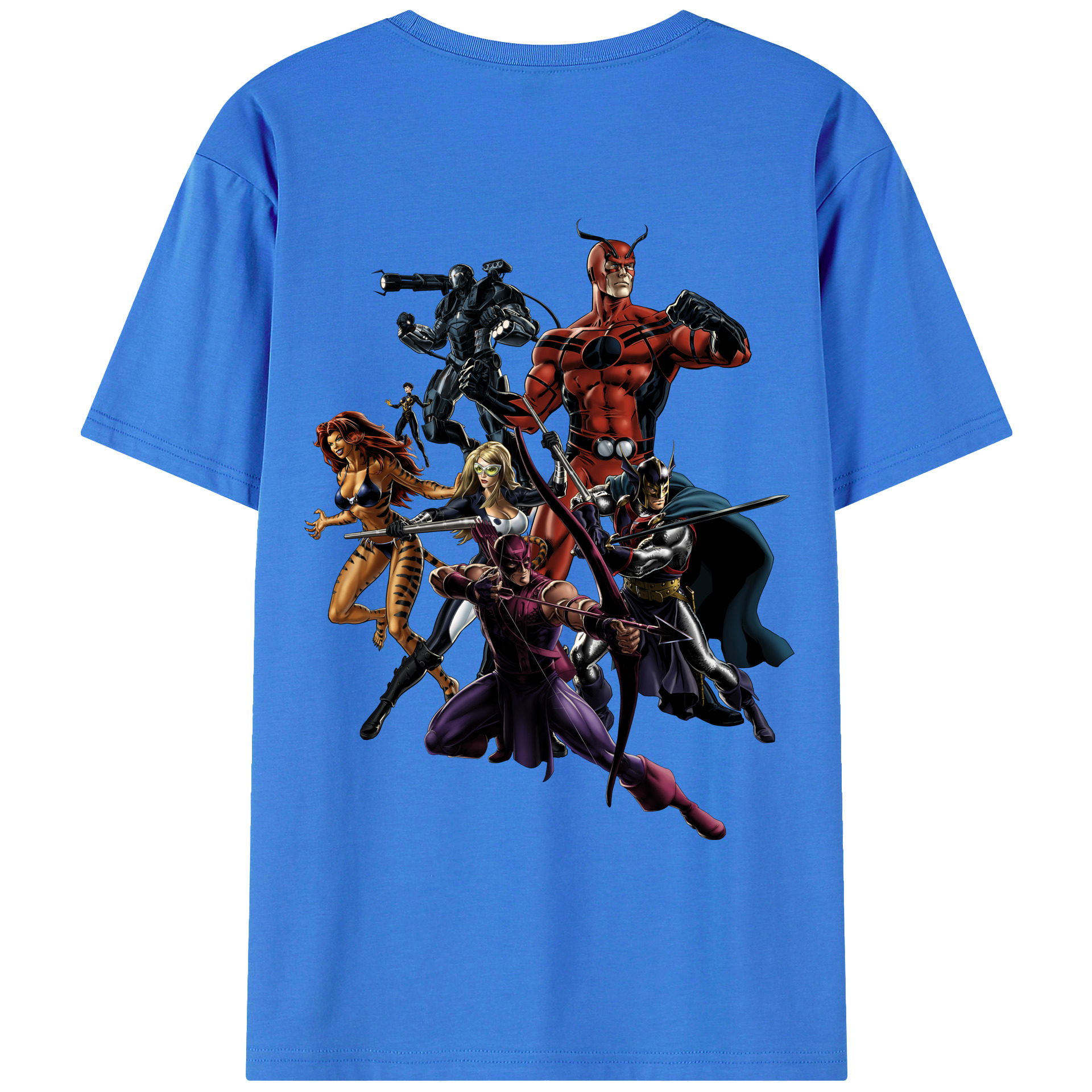 （画像用） アベンジャーズ The Avengers 綿100％ メンズ半袖Tシャツ（バックプリント） 通気性