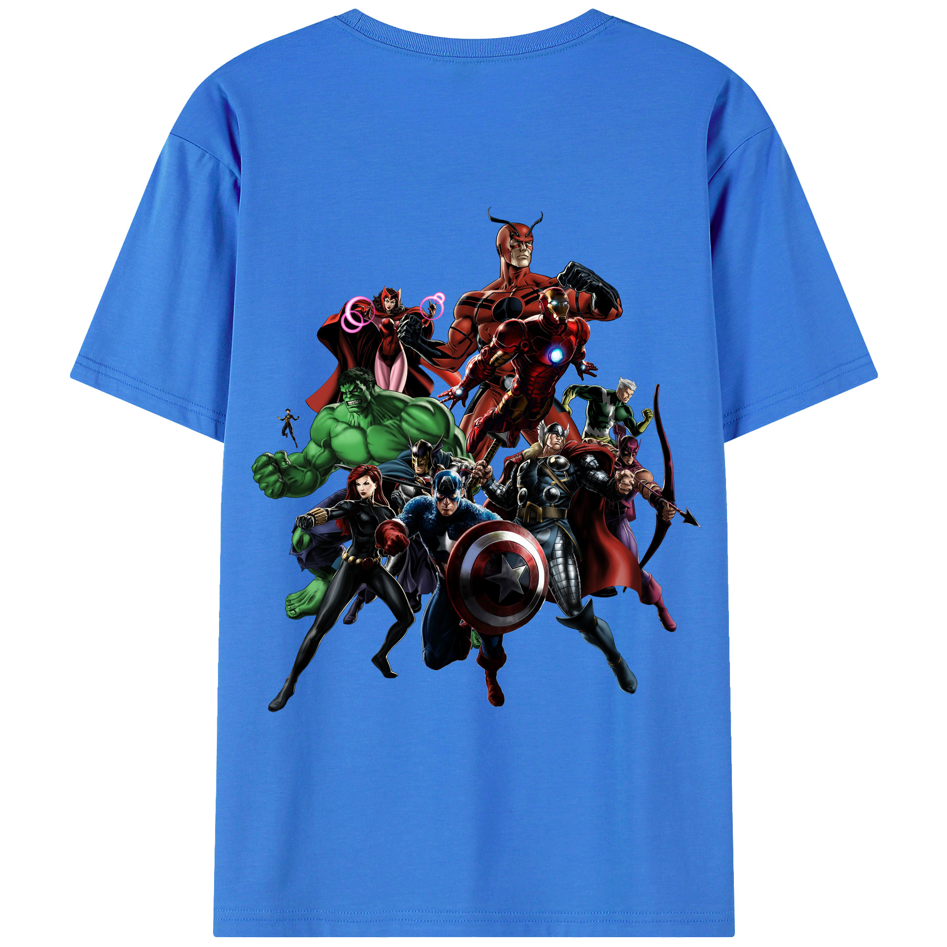 （画像用） アベンジャーズ The Avengers 綿100％ メンズ半袖Tシャツ（バックプリント） 通気性