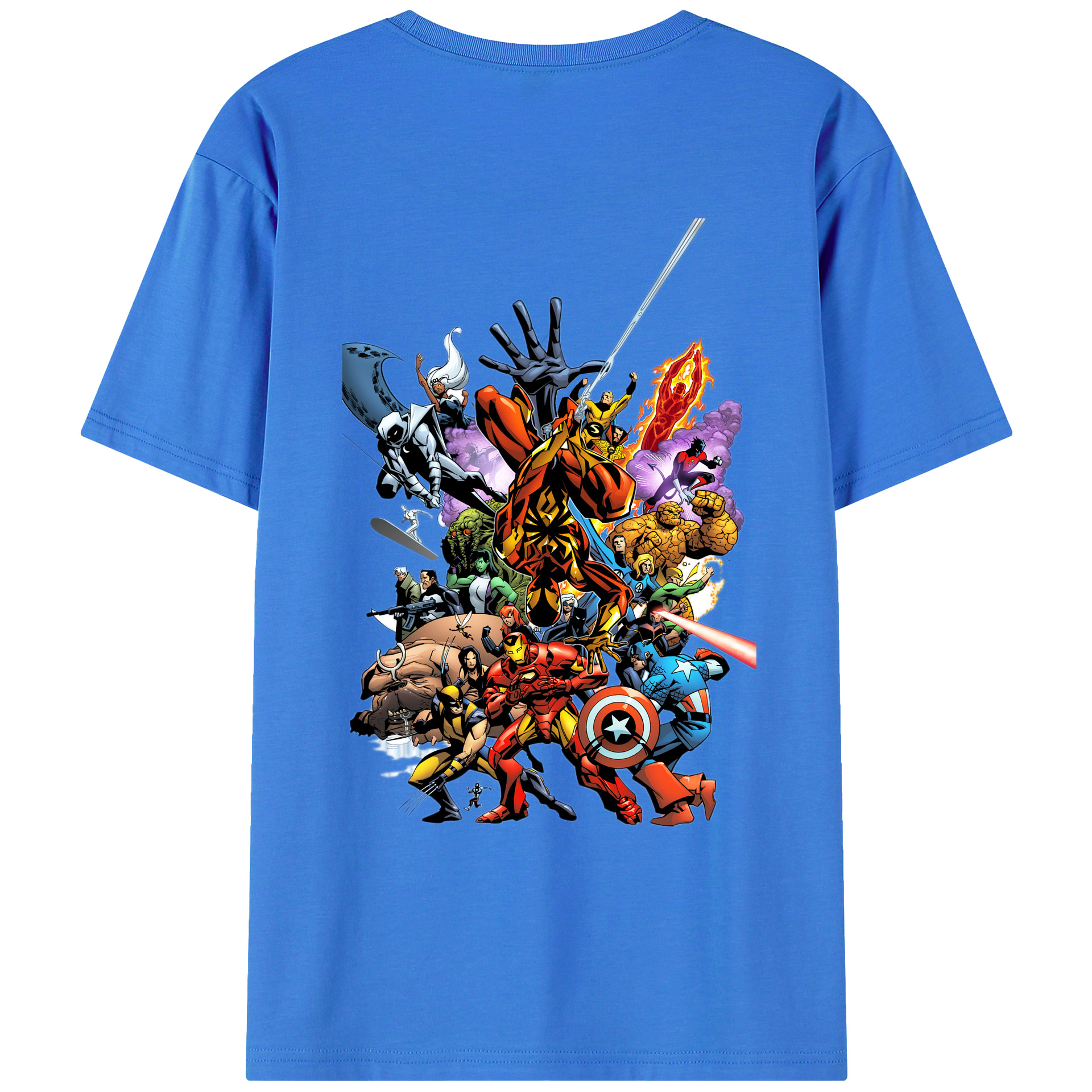 （画像用） アベンジャーズ The Avengers 綿100％ メンズ半袖Tシャツ（バックプリント） 通気性