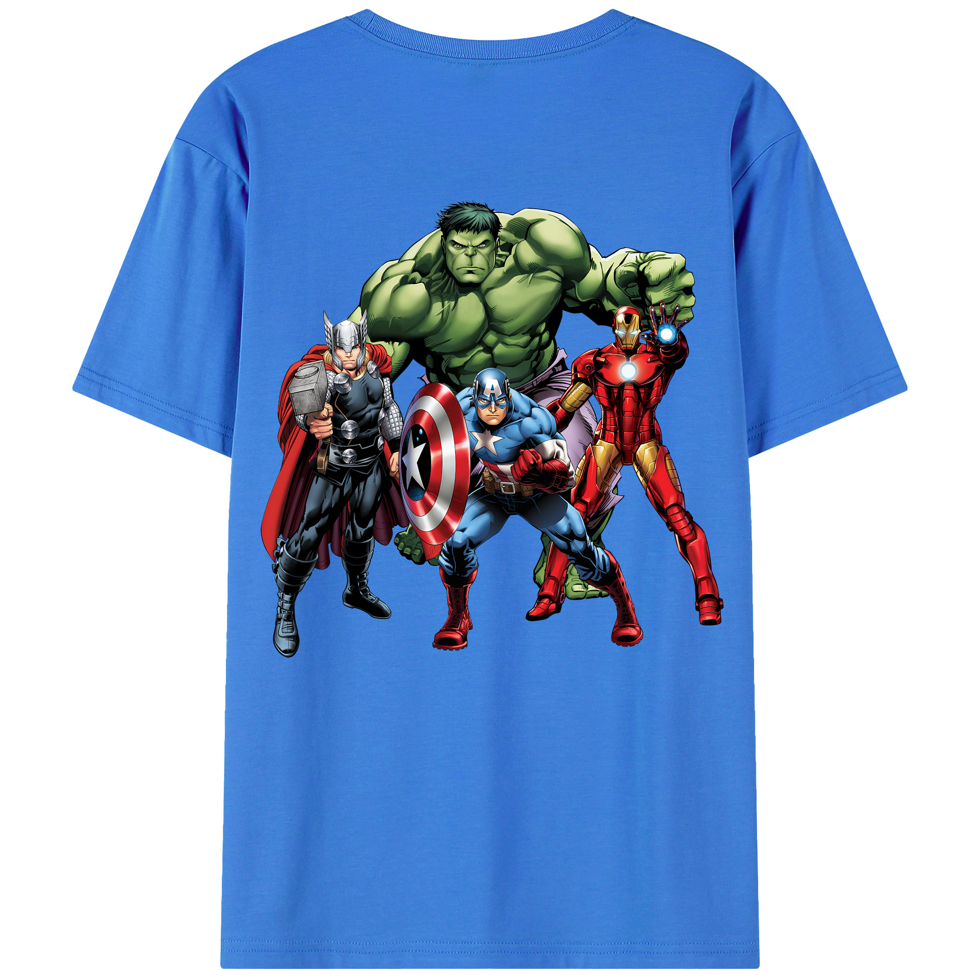 （画像用） アベンジャーズ The Avengers 綿100％ メンズ半袖Tシャツ（バックプリント） 通気性