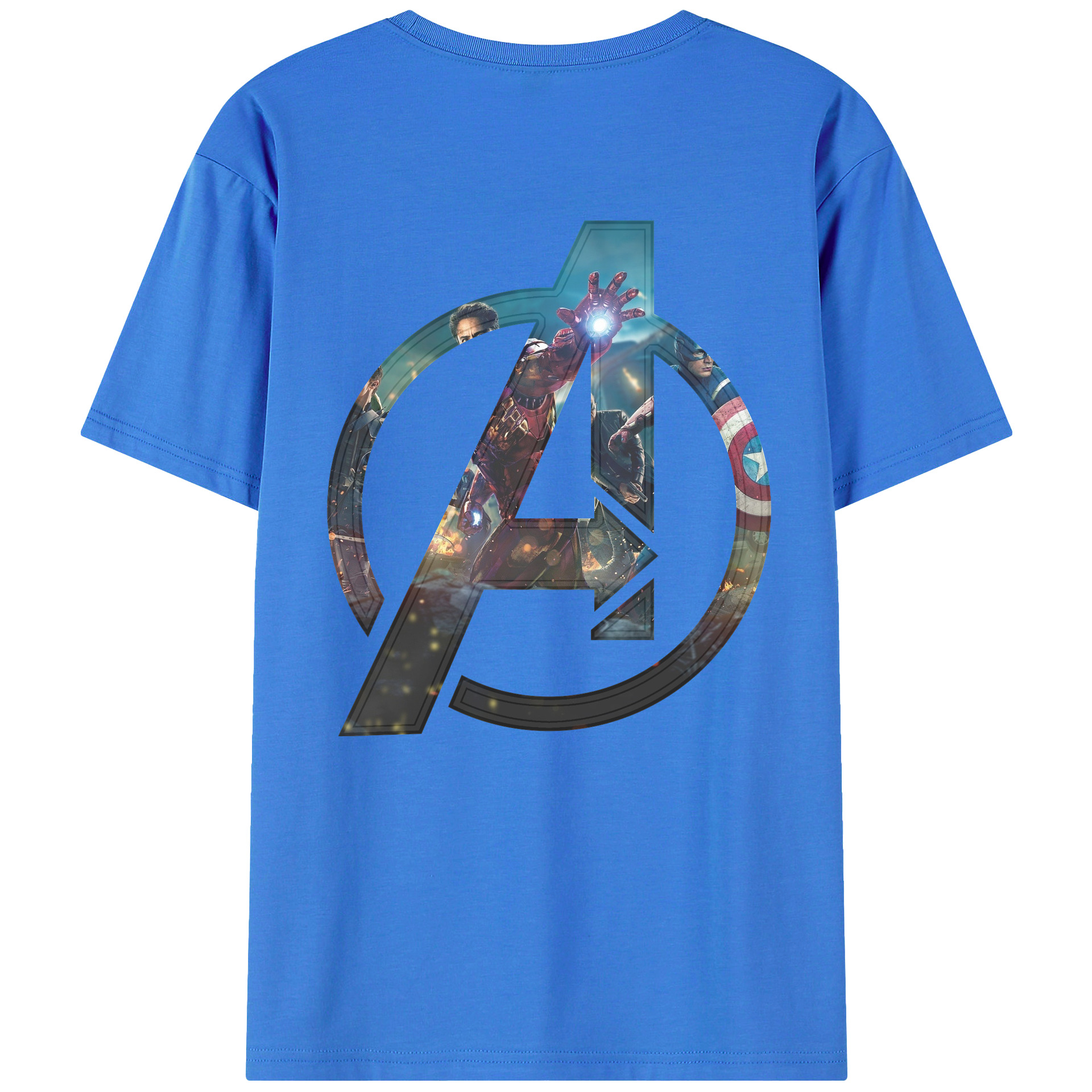 （画像用） アベンジャーズ The Avengers 綿100％ メンズ半袖Tシャツ（バックプリント） 通気性