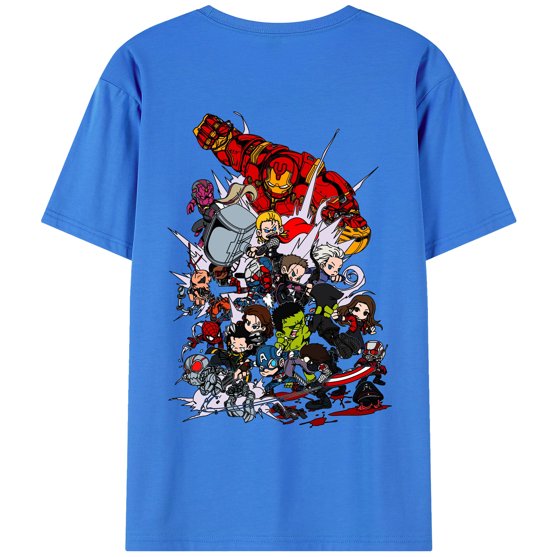 （画像用） アベンジャーズ The Avengers 綿100％ メンズ半袖Tシャツ（バックプリント） 通気性