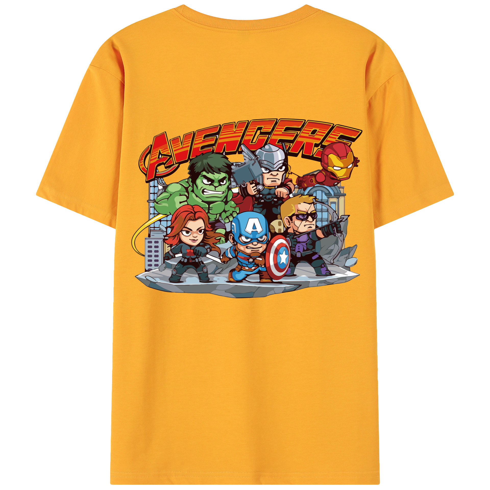 （画像用） アベンジャーズ The Avengers 綿100％ メンズ半袖Tシャツ（バックプリント） 通気性
