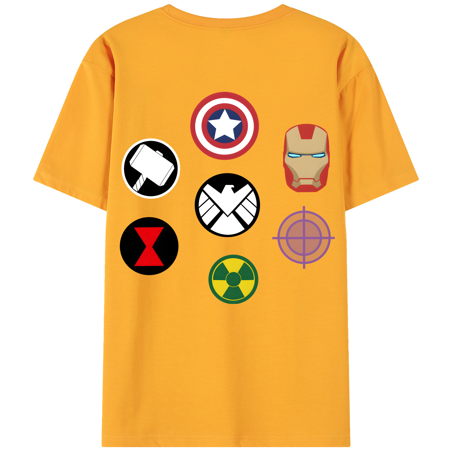 （画像用） アベンジャーズ The Avengers 綿100％ メンズ半袖Tシャツ（バックプリント） 通気性