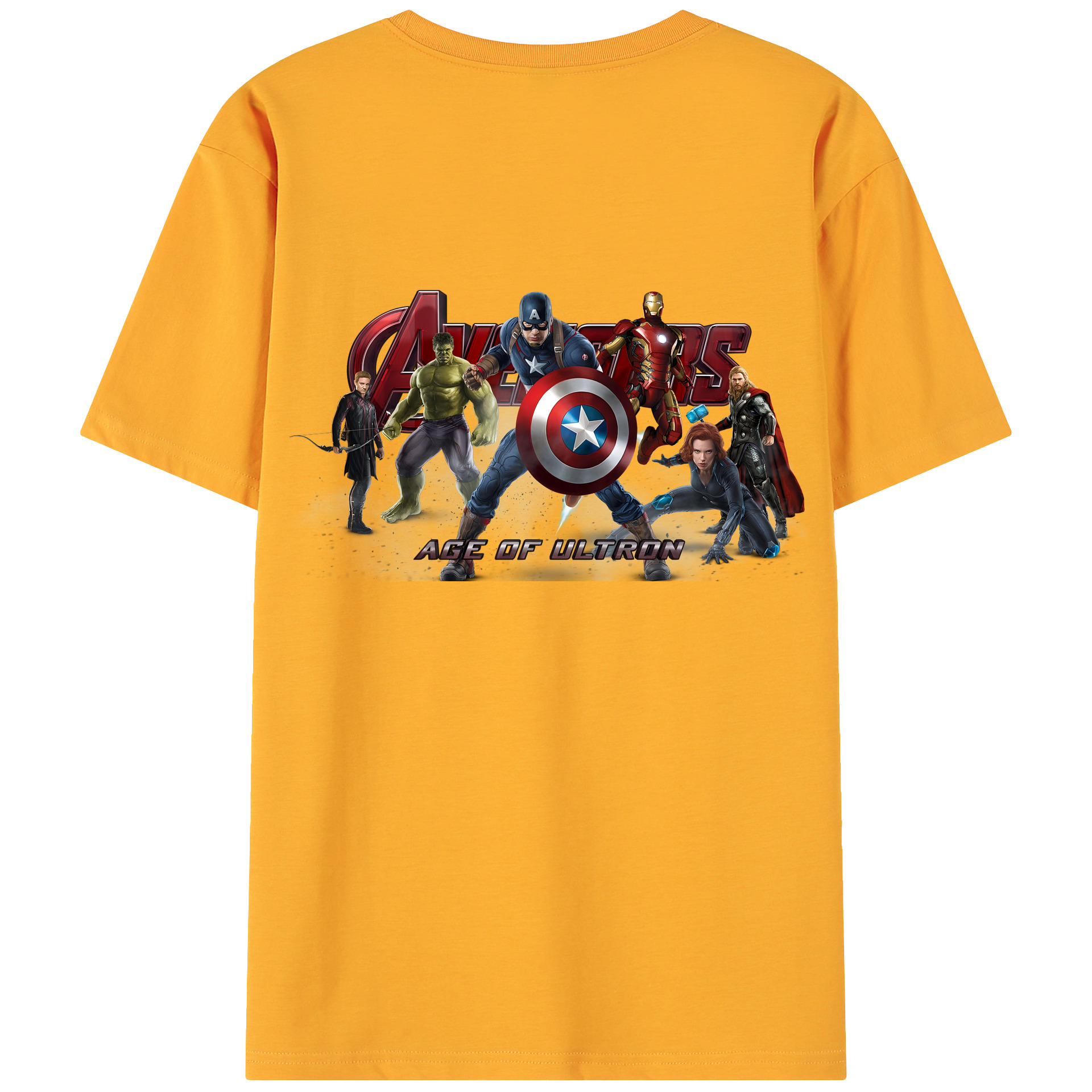 （画像用） アベンジャーズ The Avengers 綿100％ メンズ半袖Tシャツ（バックプリント） 通気性