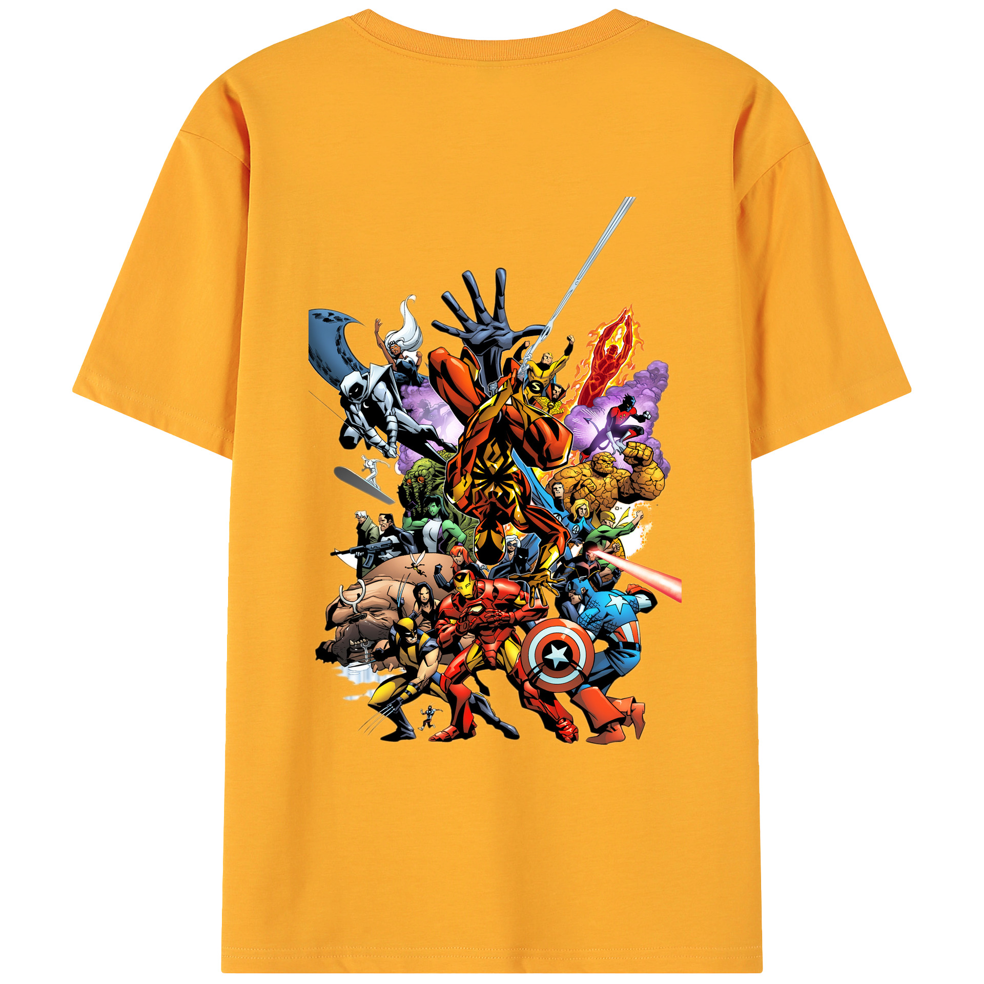（画像用） アベンジャーズ The Avengers 綿100％ メンズ半袖Tシャツ（バックプリント） 通気性