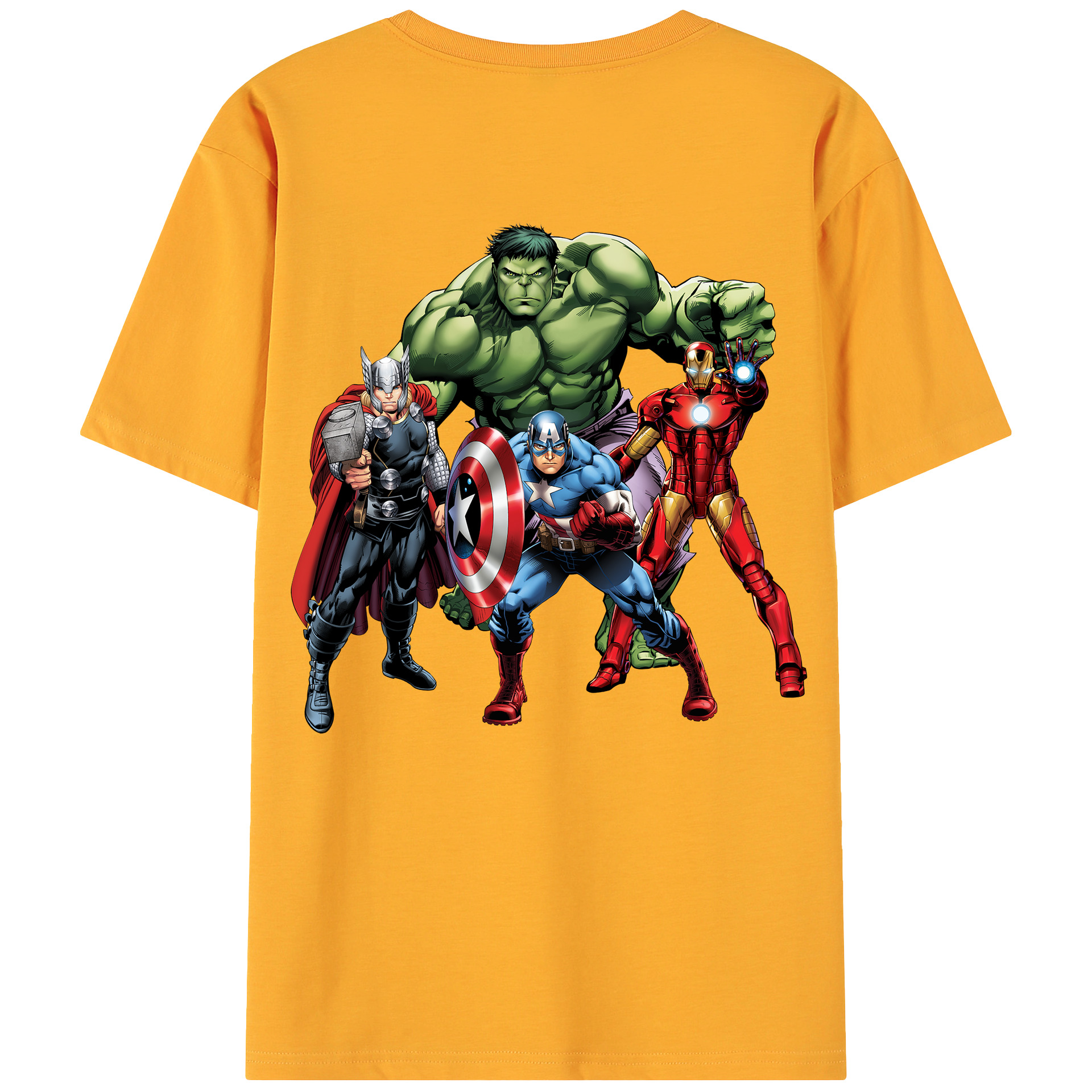 （画像用） アベンジャーズ The Avengers 綿100％ メンズ半袖Tシャツ（バックプリント） 通気性