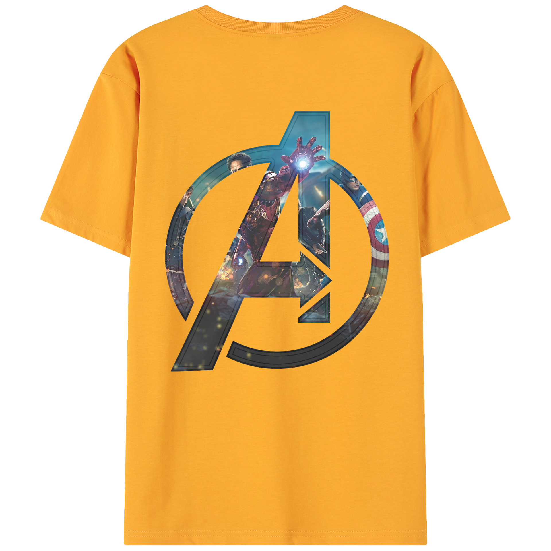 （画像用） アベンジャーズ The Avengers 綿100％ メンズ半袖Tシャツ（バックプリント） 通気性