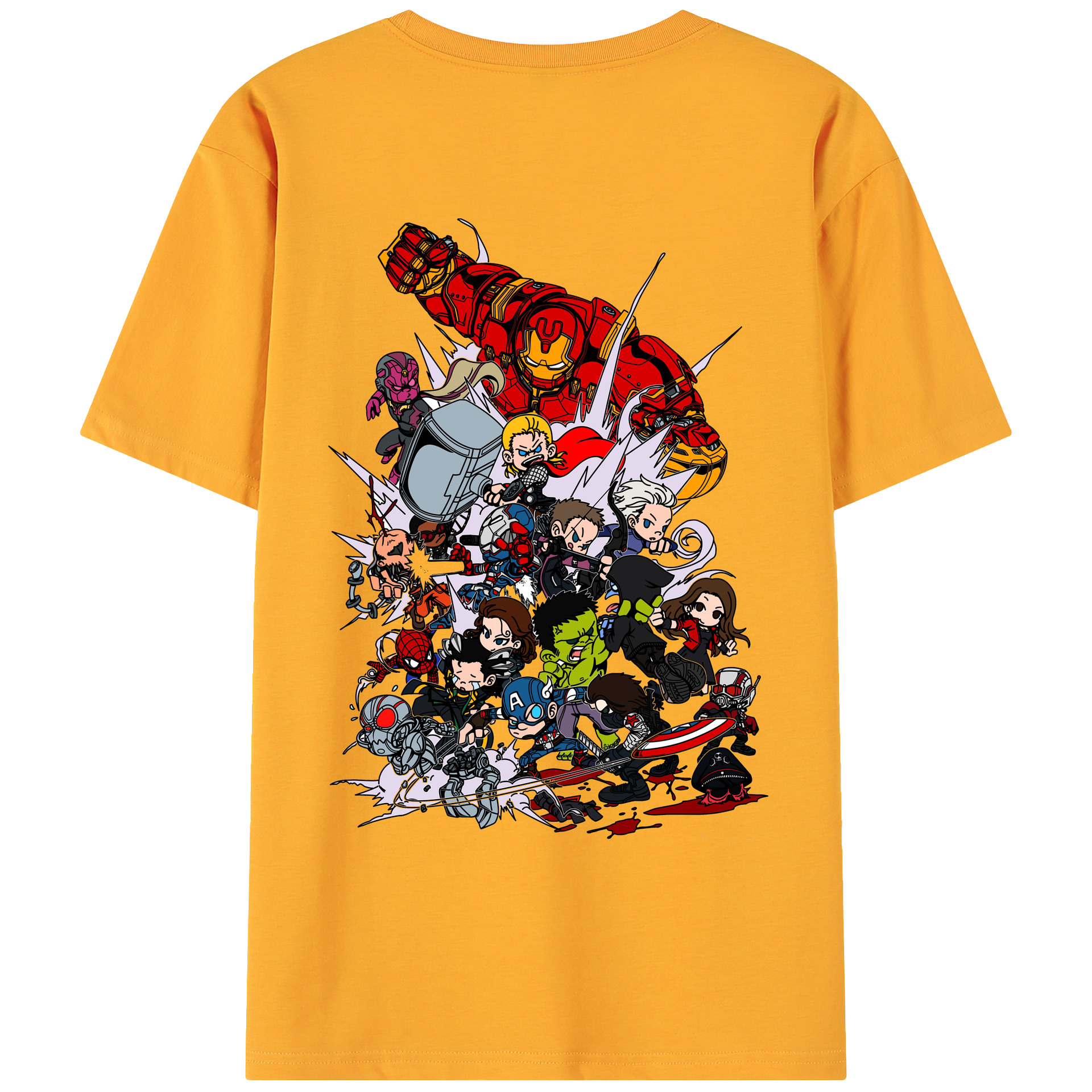 （画像用） アベンジャーズ The Avengers 綿100％ メンズ半袖Tシャツ（バックプリント） 通気性