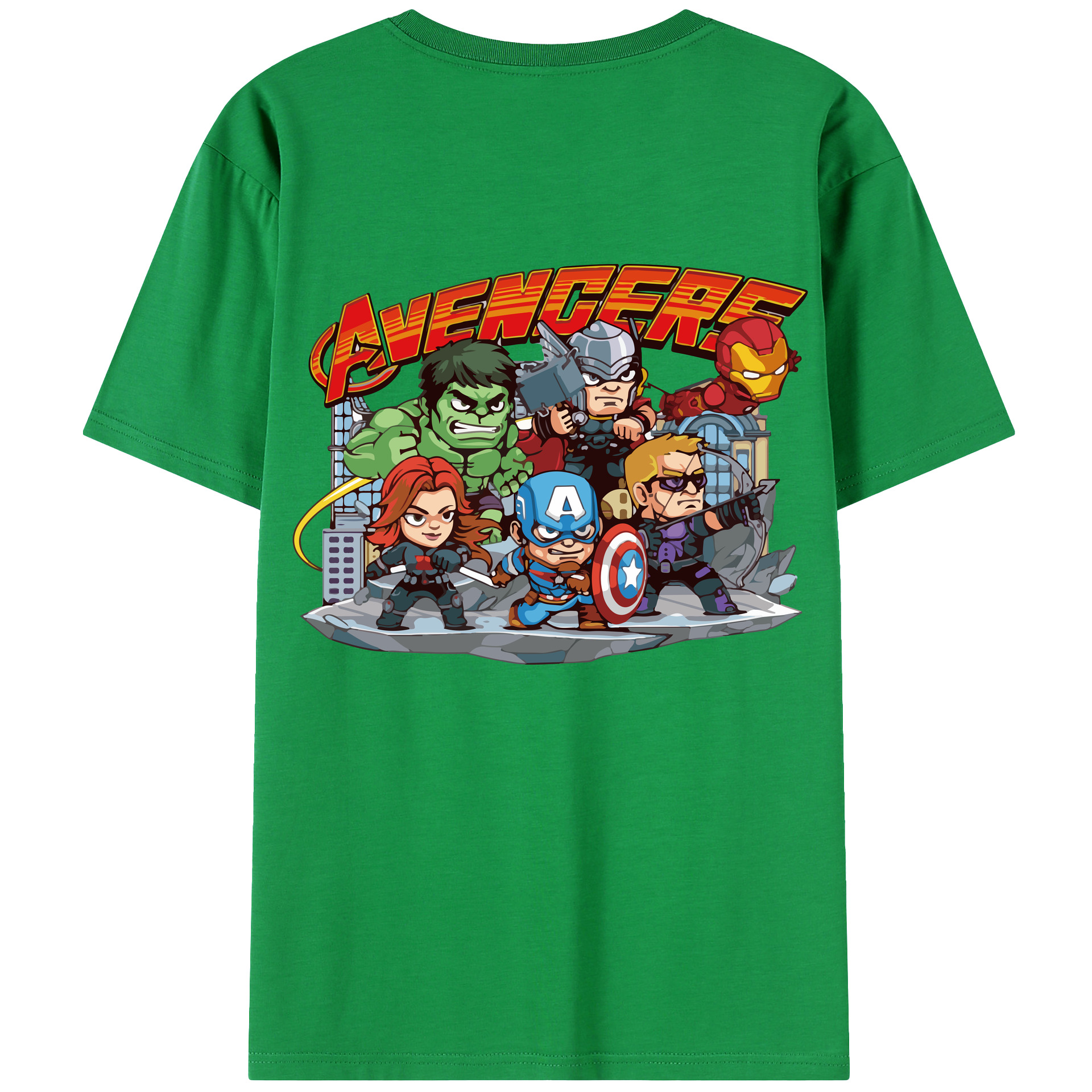 （画像用） アベンジャーズ The Avengers 綿100％ メンズ半袖Tシャツ（バックプリント） 通気性