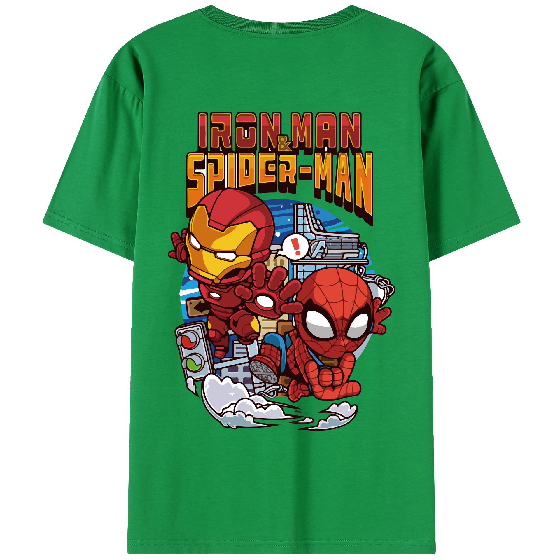 （画像用） アベンジャーズ The Avengers 綿100％ メンズ半袖Tシャツ（バックプリント） 通気性