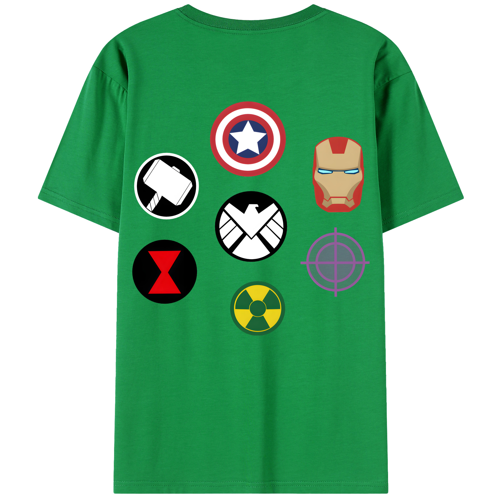 （画像用） アベンジャーズ The Avengers 綿100％ メンズ半袖Tシャツ（バックプリント） 通気性