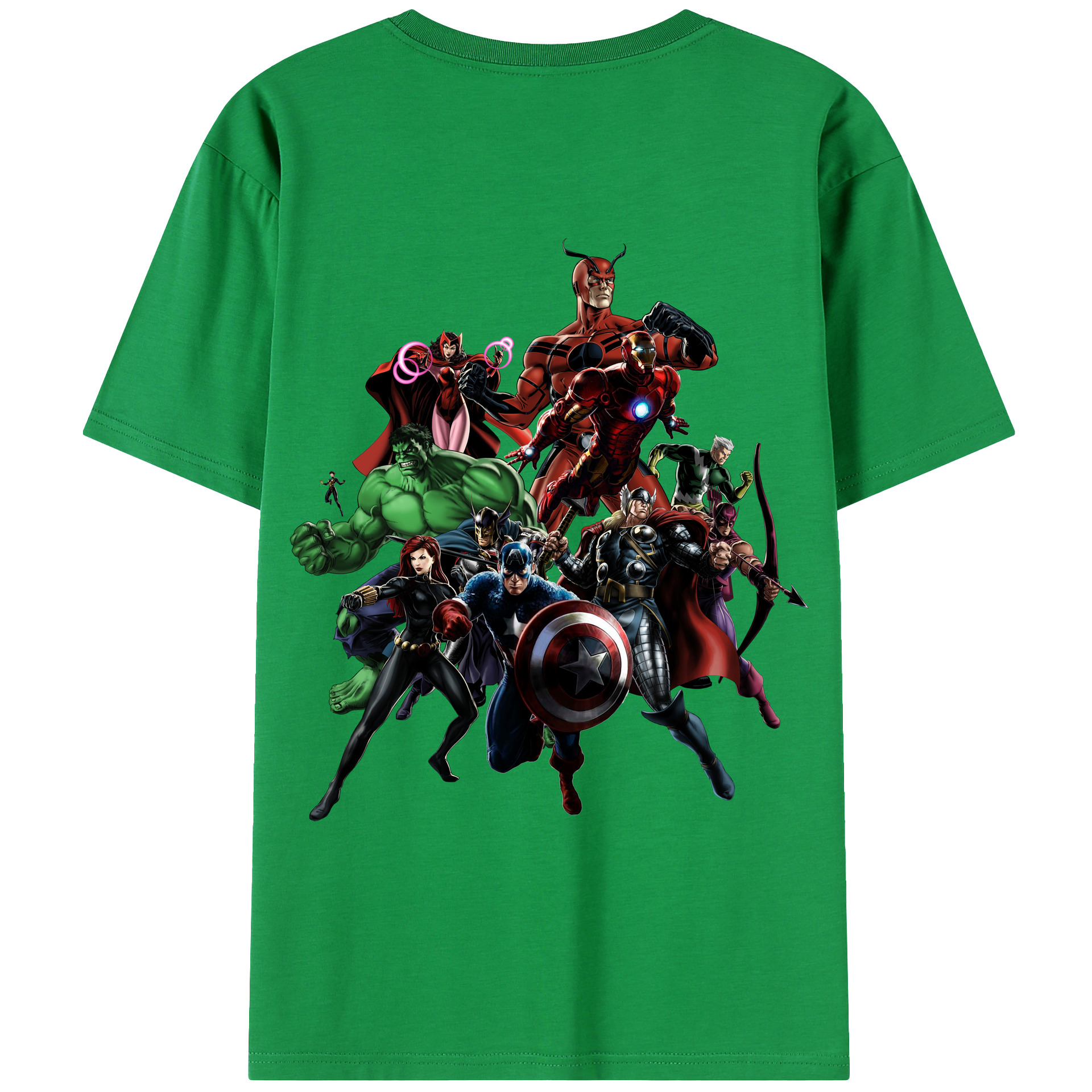 （画像用） アベンジャーズ The Avengers 綿100％ メンズ半袖Tシャツ（バックプリント） 通気性
