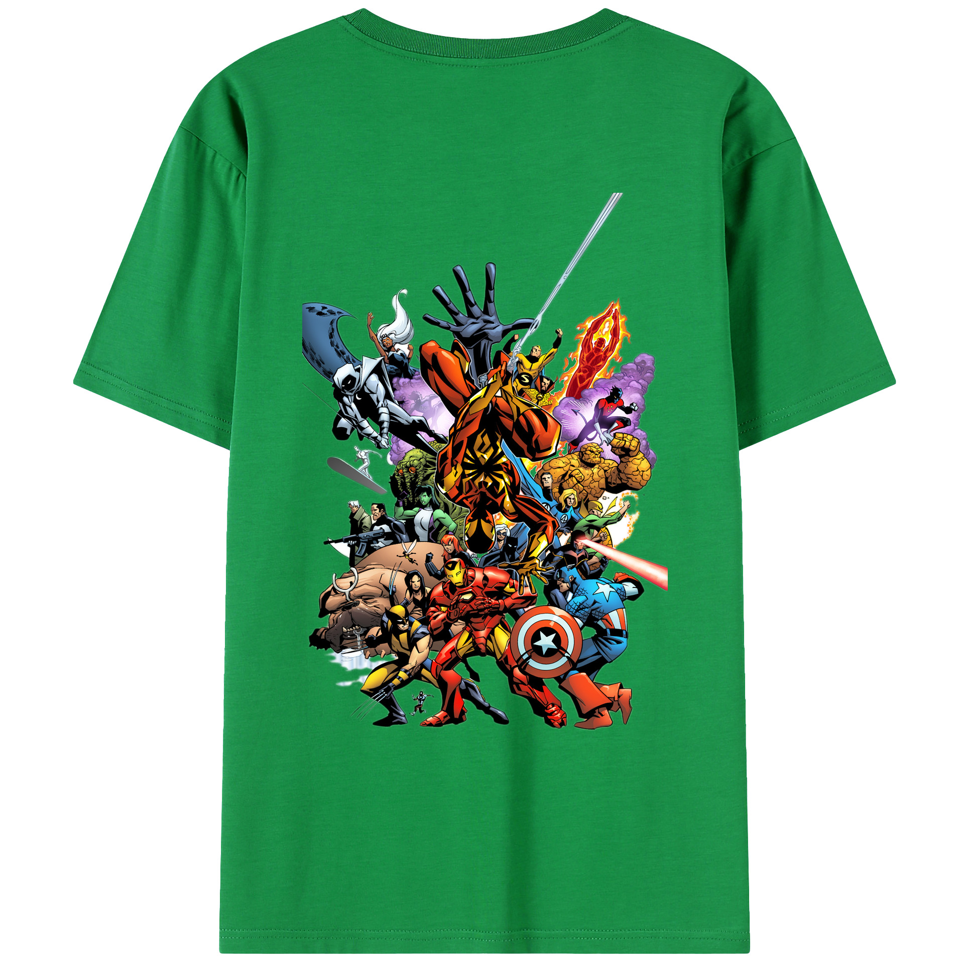 （画像用） アベンジャーズ The Avengers 綿100％ メンズ半袖Tシャツ（バックプリント） 通気性