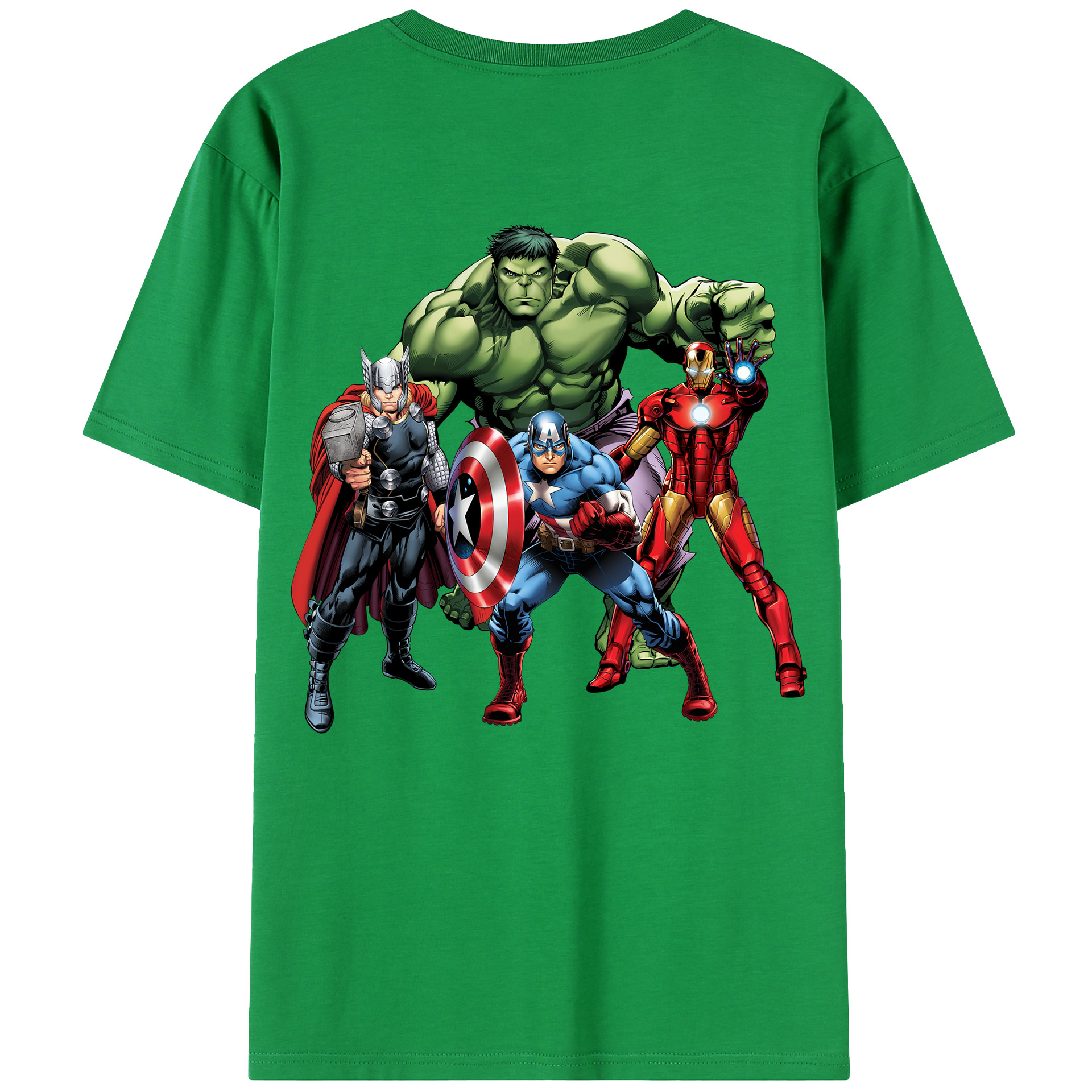 （画像用） アベンジャーズ The Avengers 綿100％ メンズ半袖Tシャツ（バックプリント） 通気性