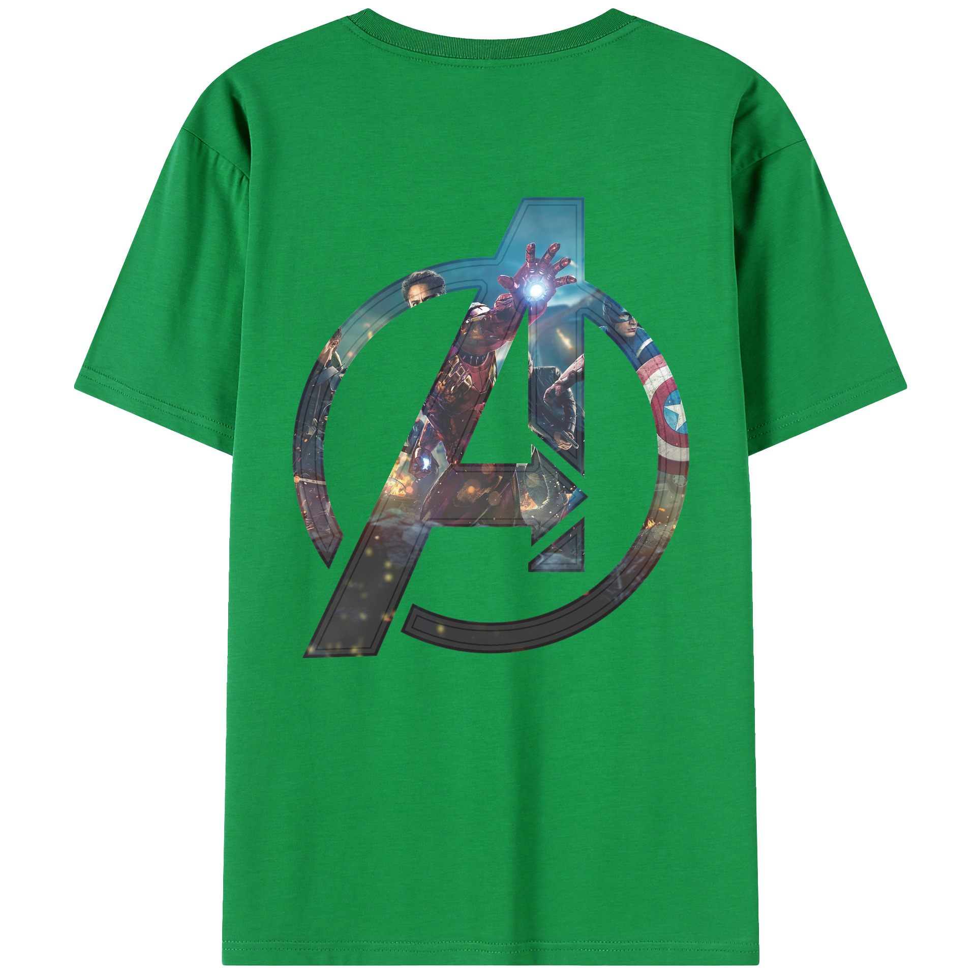 （画像用） アベンジャーズ The Avengers 綿100％ メンズ半袖Tシャツ（バックプリント） 通気性