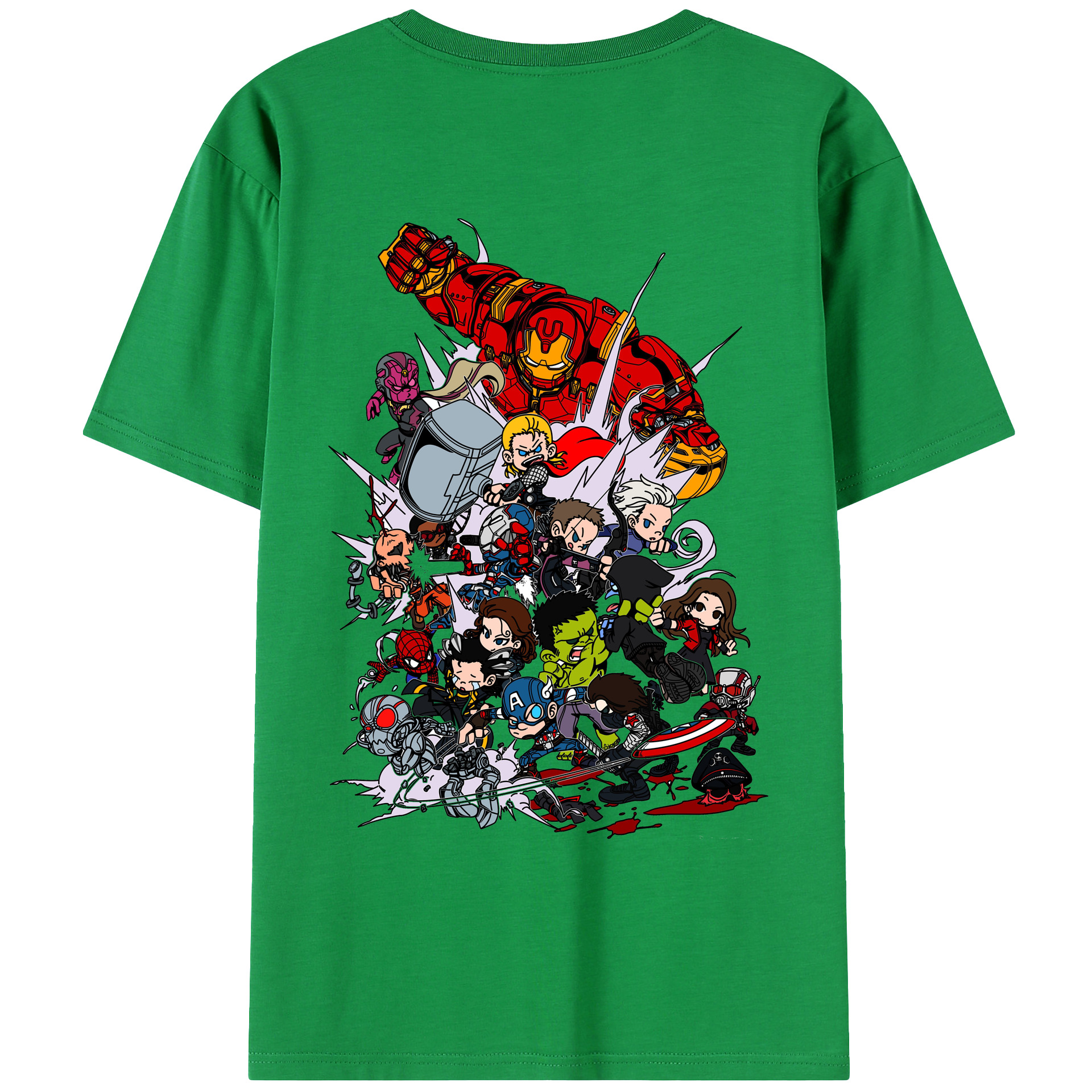 （画像用） アベンジャーズ The Avengers 綿100％ メンズ半袖Tシャツ（バックプリント） 通気性