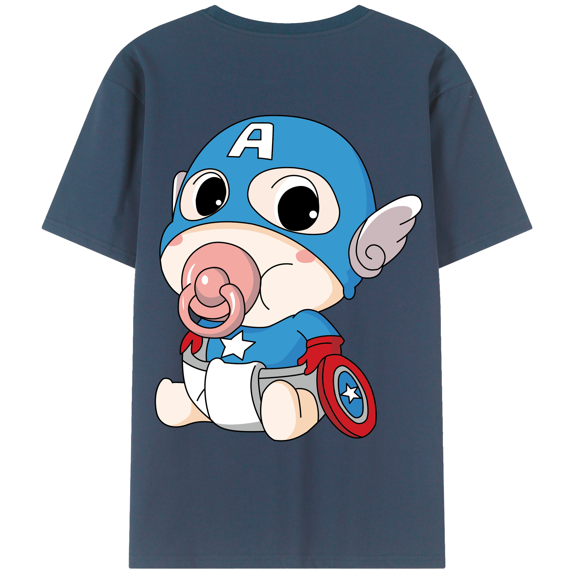 （画像用） アベンジャーズ The Avengers 綿100％ メンズ半袖Tシャツ（バックプリント） 通気性