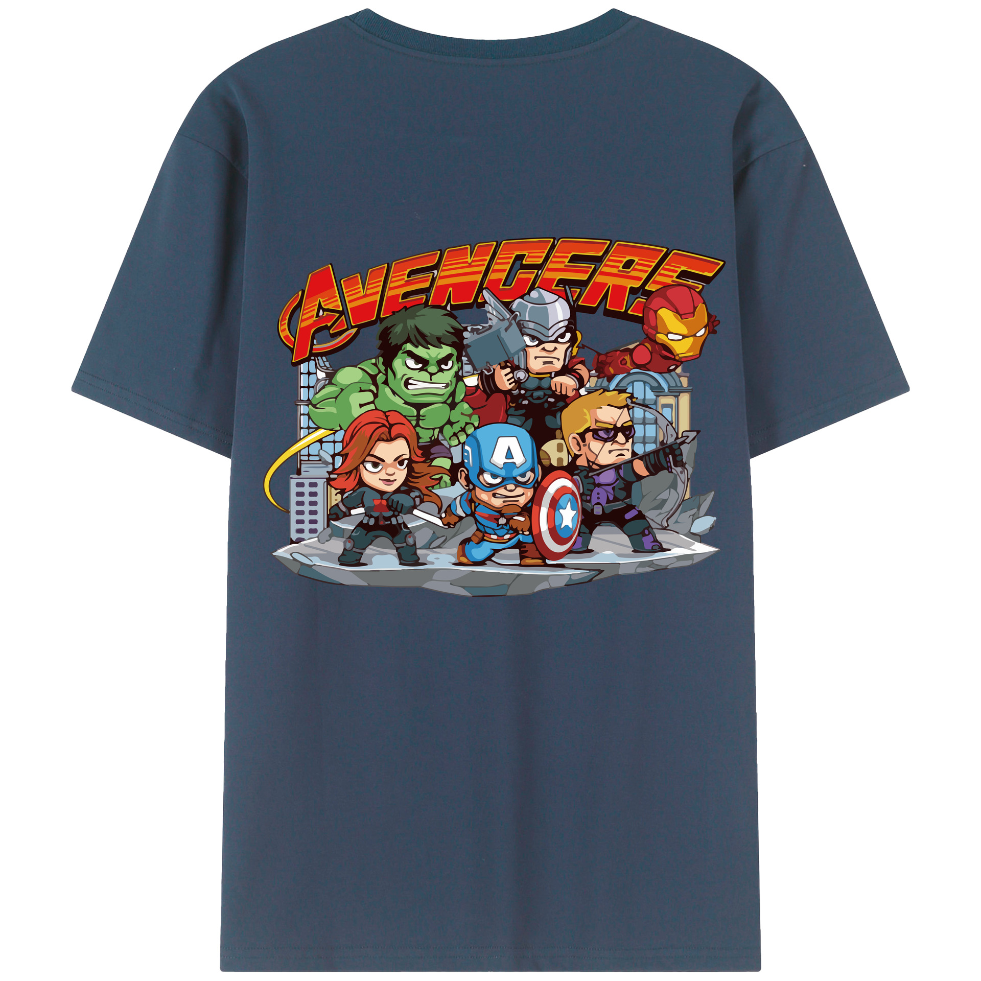 （画像用） アベンジャーズ The Avengers 綿100％ メンズ半袖Tシャツ（バックプリント） 通気性