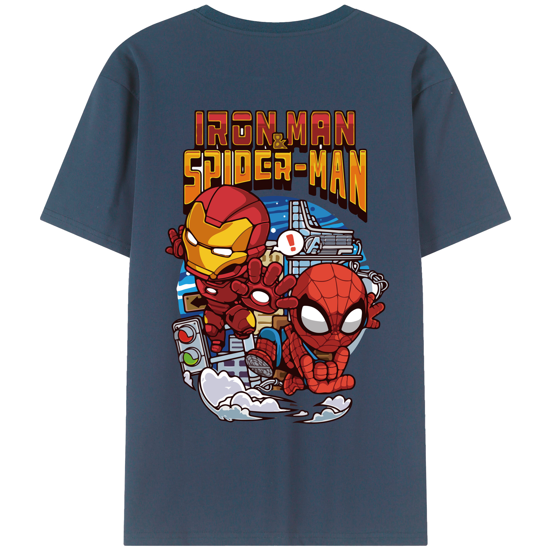（画像用） アベンジャーズ The Avengers 綿100％ メンズ半袖Tシャツ（バックプリント） 通気性