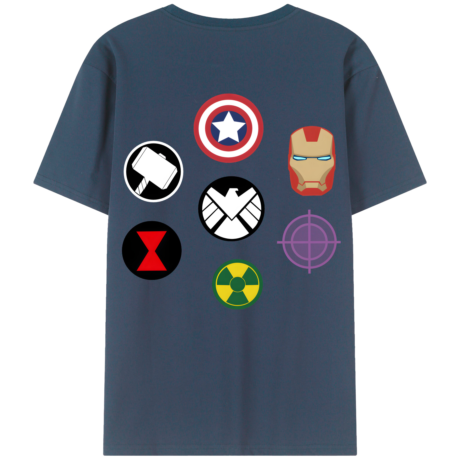 （画像用） アベンジャーズ The Avengers 綿100％ メンズ半袖Tシャツ（バックプリント） 通気性