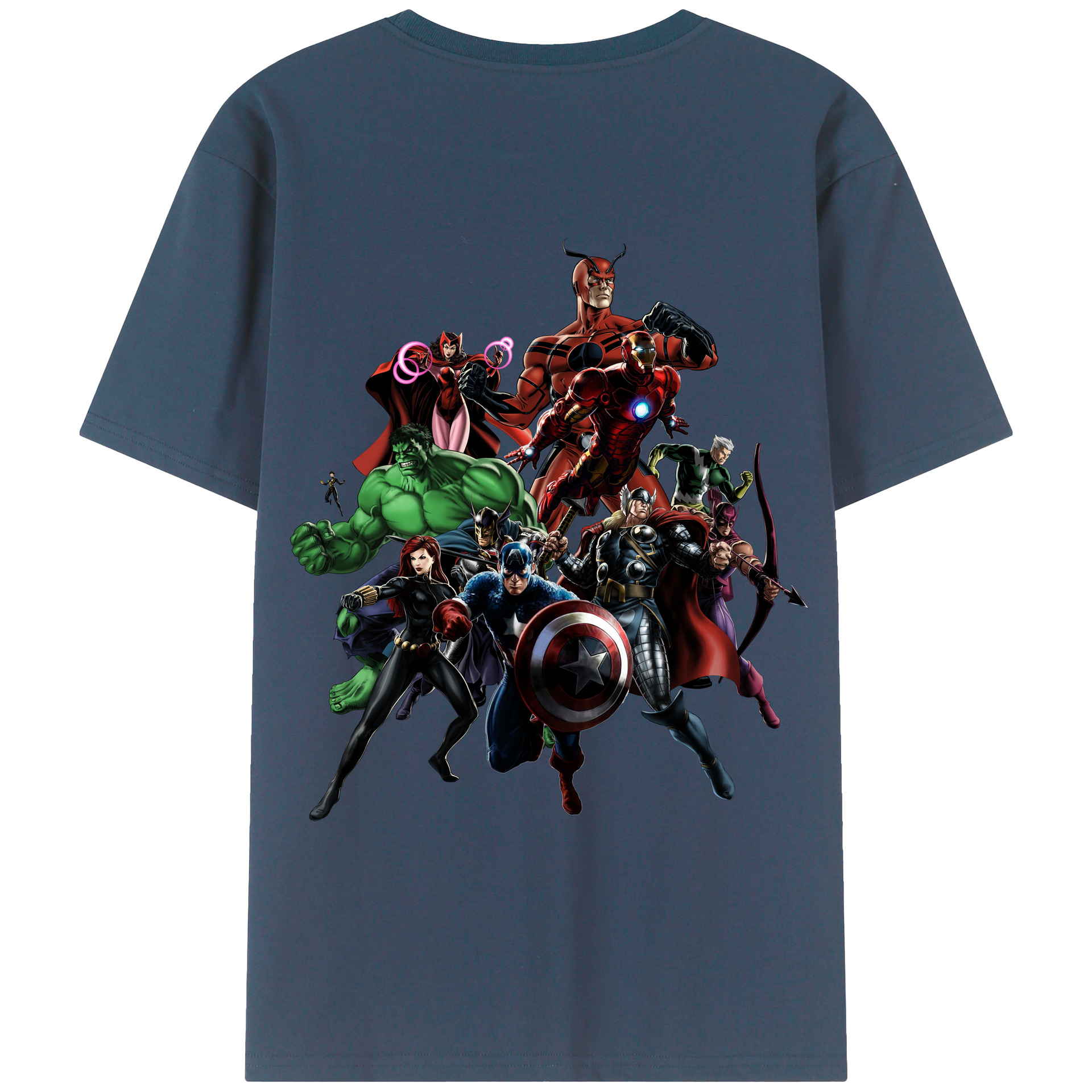 （画像用） アベンジャーズ The Avengers 綿100％ メンズ半袖Tシャツ（バックプリント） 通気性