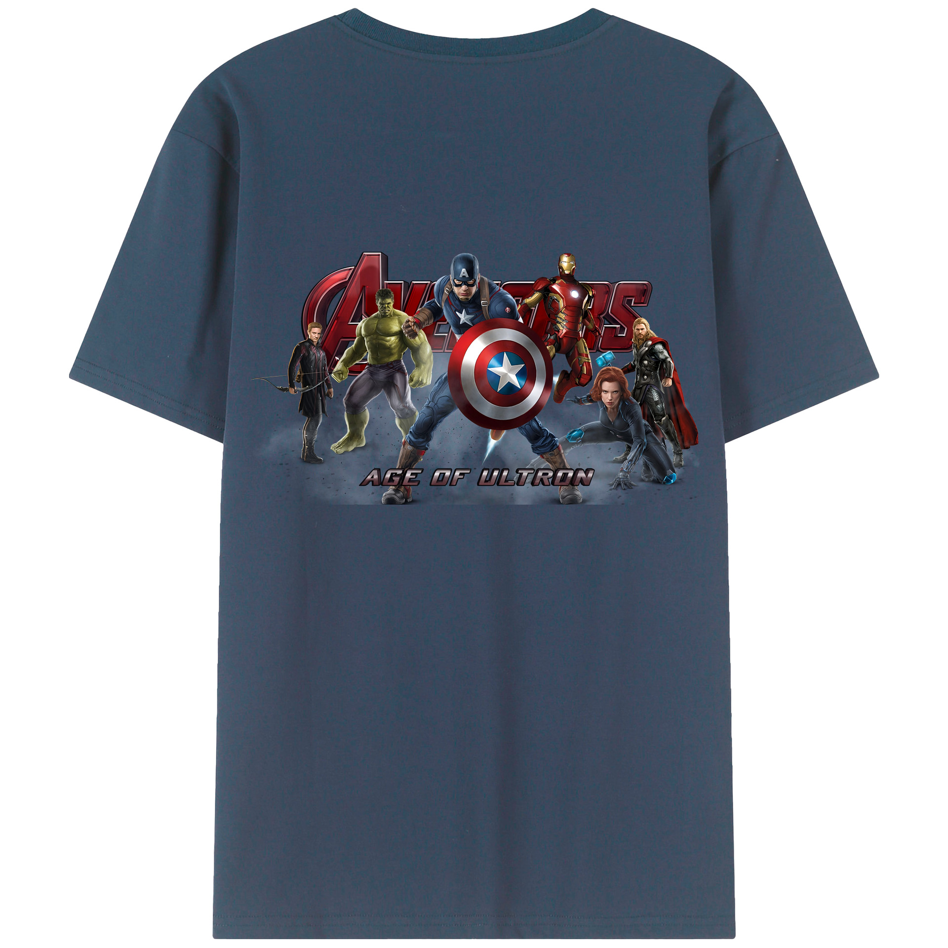 （画像用） アベンジャーズ The Avengers 綿100％ メンズ半袖Tシャツ（バックプリント） 通気性