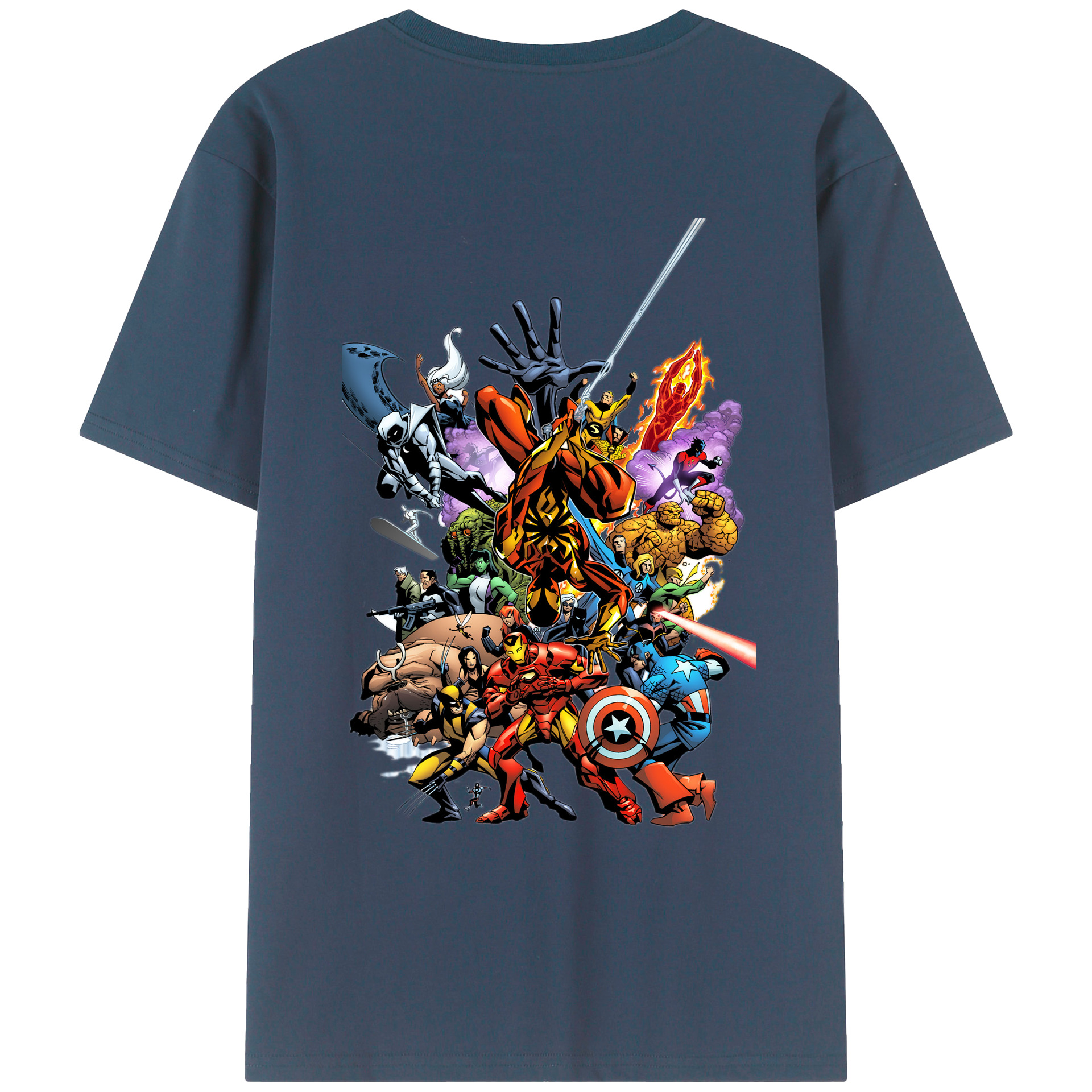 （画像用） アベンジャーズ The Avengers 綿100％ メンズ半袖Tシャツ（バックプリント） 通気性