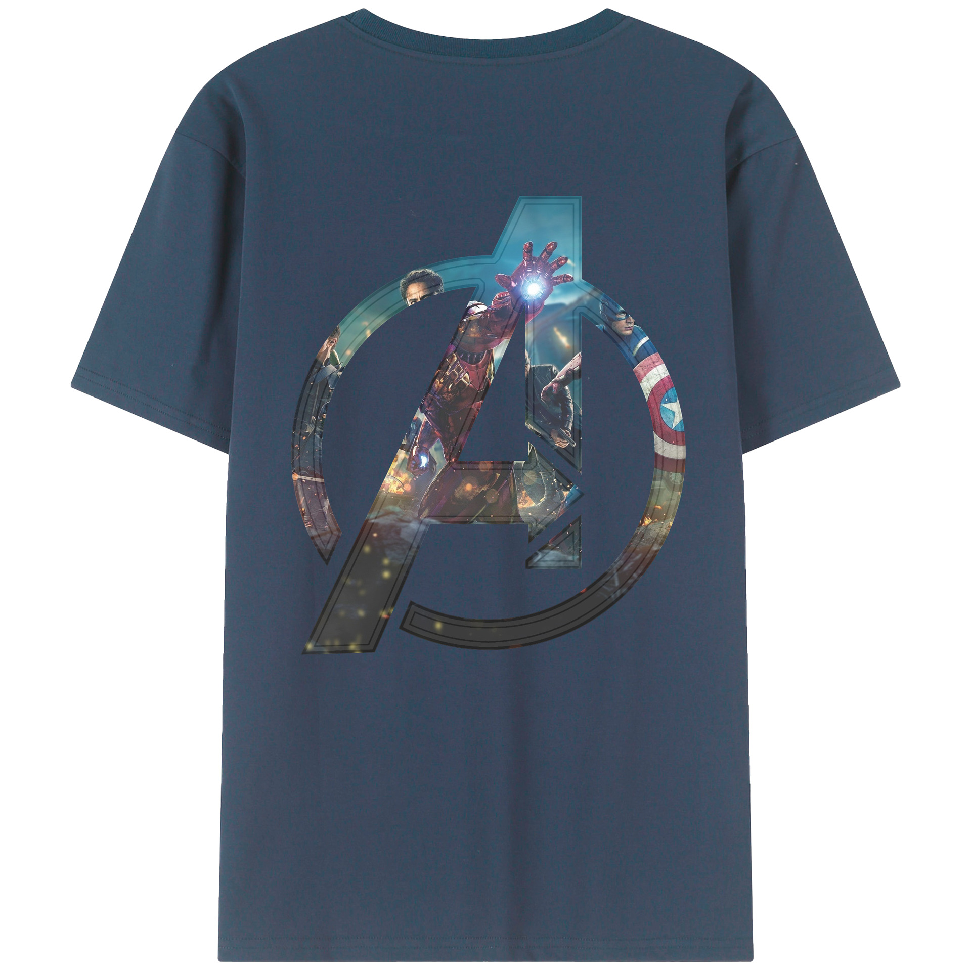 （画像用） アベンジャーズ The Avengers 綿100％ メンズ半袖Tシャツ（バックプリント） 通気性