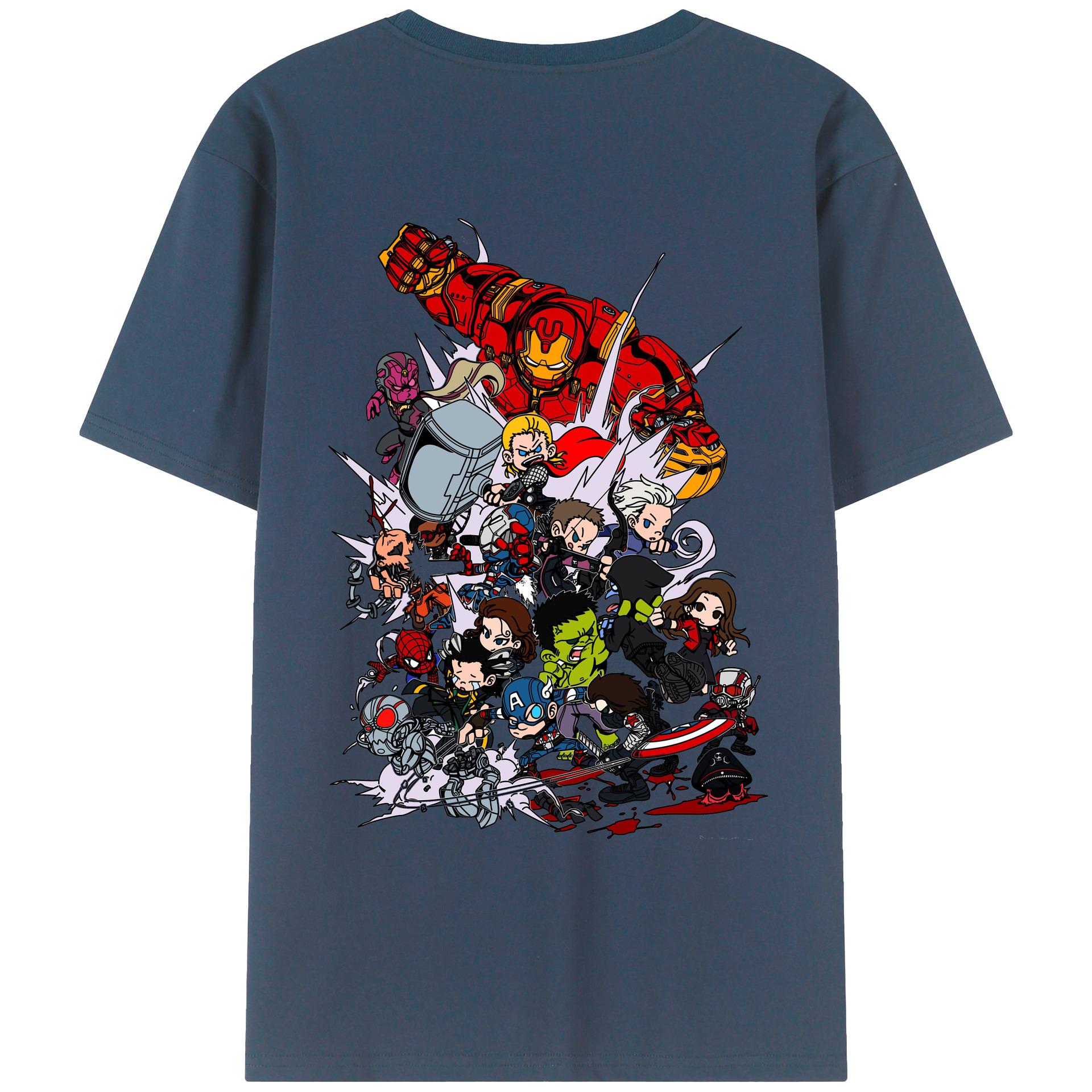 （画像用） アベンジャーズ The Avengers 綿100％ メンズ半袖Tシャツ（バックプリント） 通気性