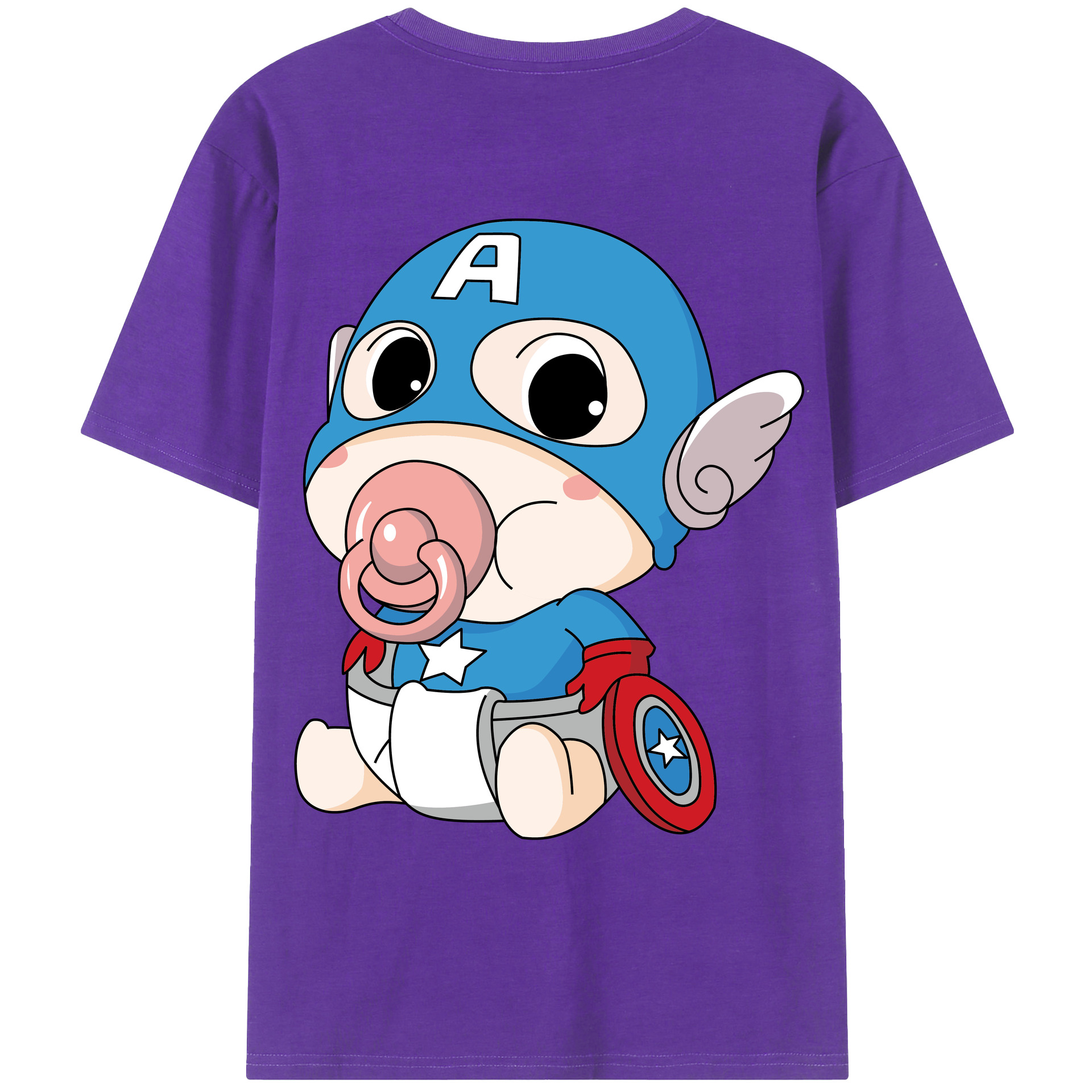 （画像用） アベンジャーズ The Avengers 綿100％ メンズ半袖Tシャツ（バックプリント） 通気性