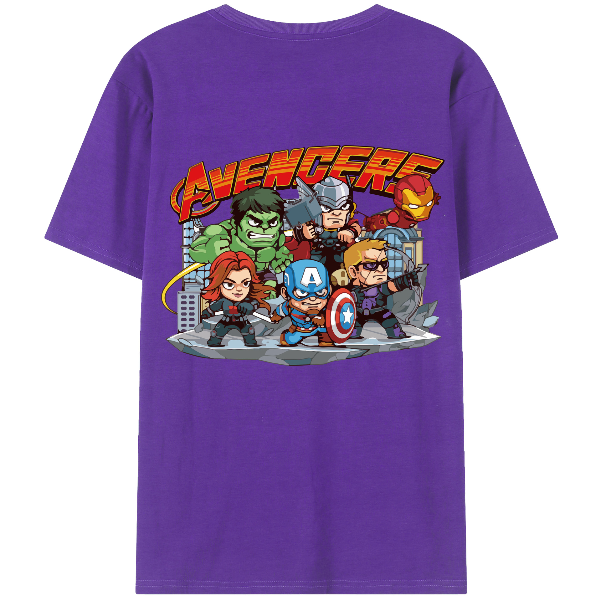 （画像用） アベンジャーズ The Avengers 綿100％ メンズ半袖Tシャツ（バックプリント） 通気性