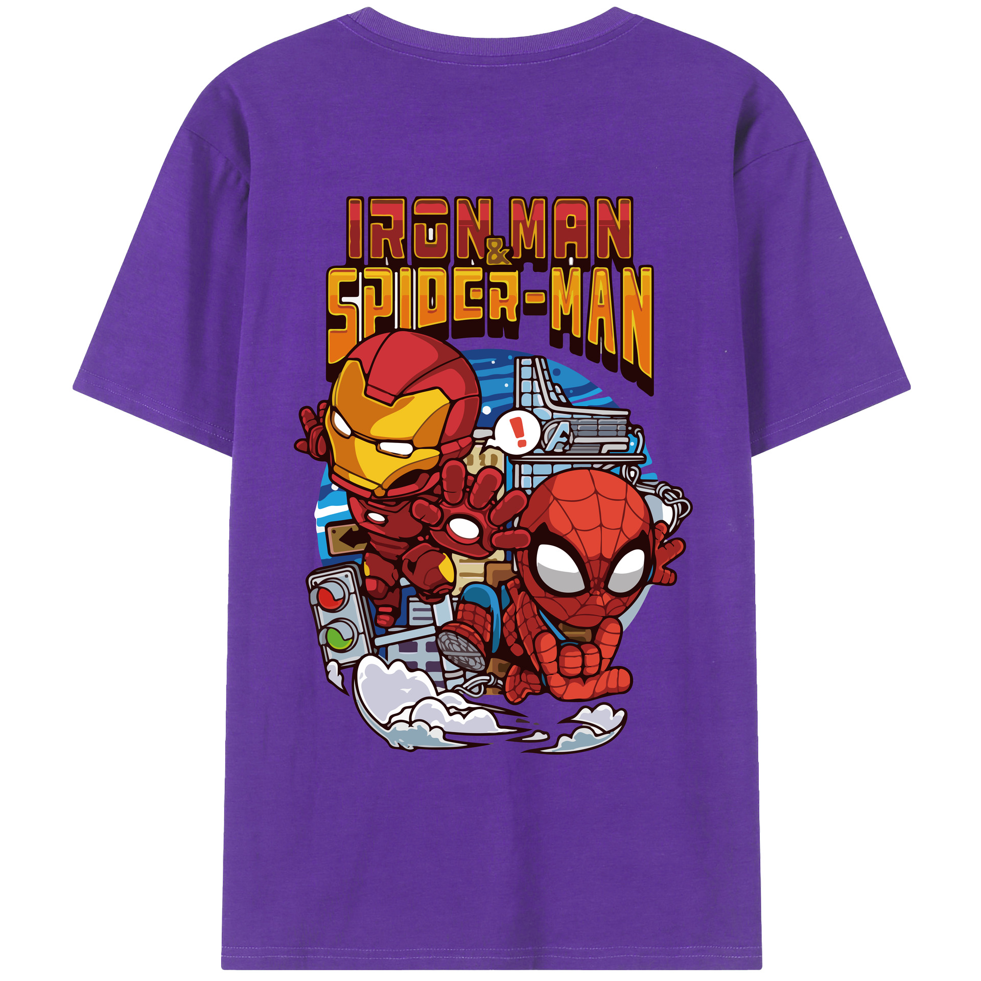 （画像用） アベンジャーズ The Avengers 綿100％ メンズ半袖Tシャツ（バックプリント） 通気性