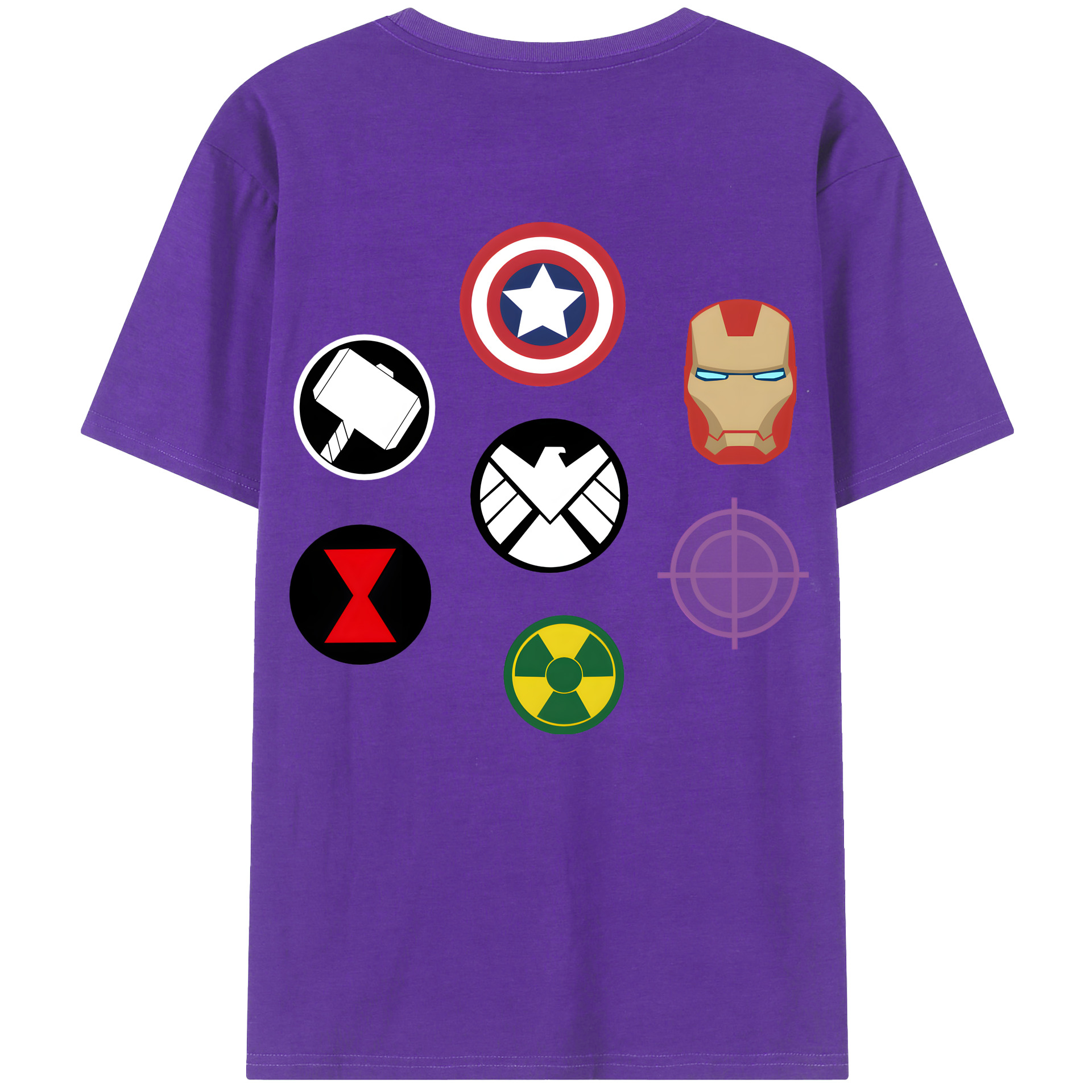 （画像用） アベンジャーズ The Avengers 綿100％ メンズ半袖Tシャツ（バックプリント） 通気性