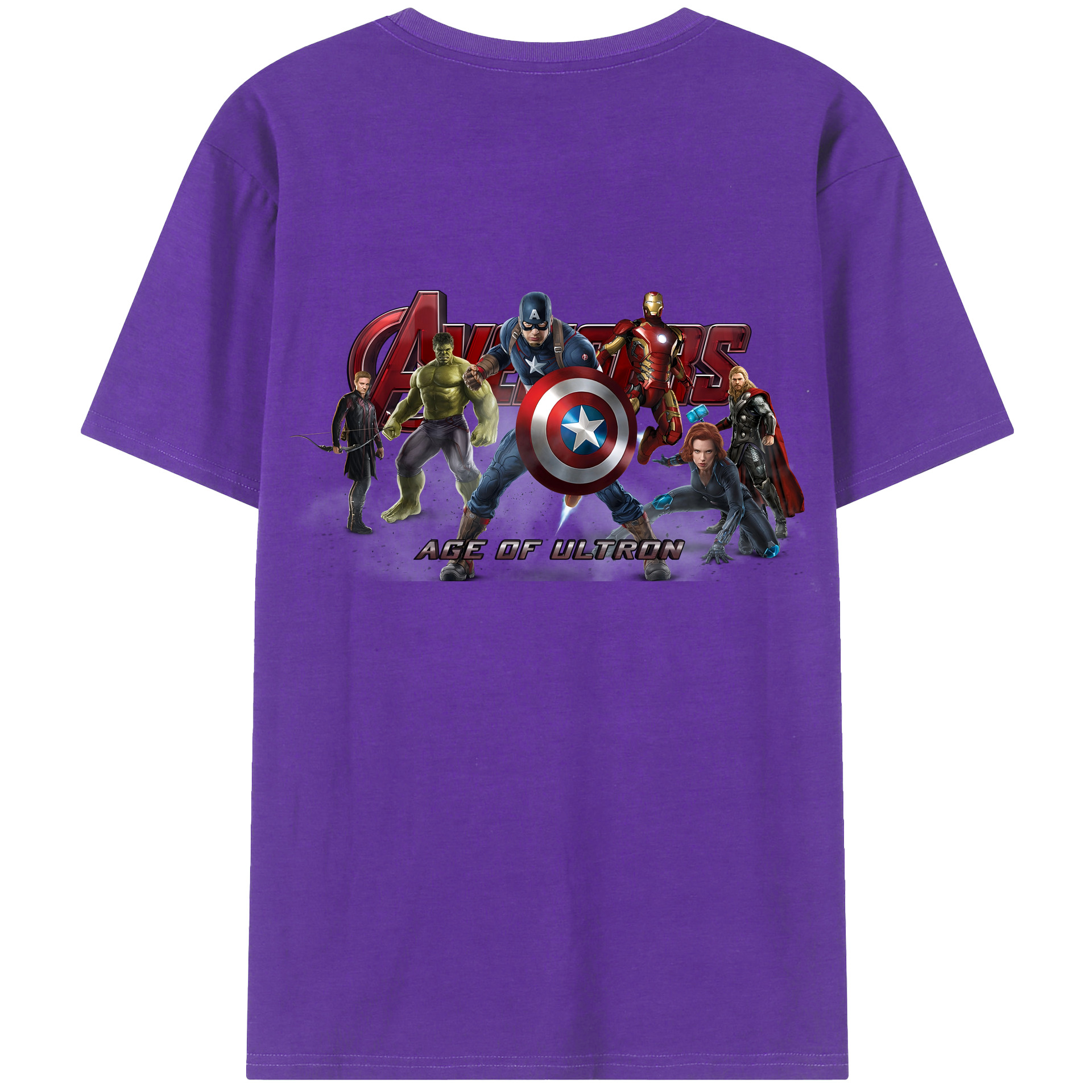 （画像用） アベンジャーズ The Avengers 綿100％ メンズ半袖Tシャツ（バックプリント） 通気性
