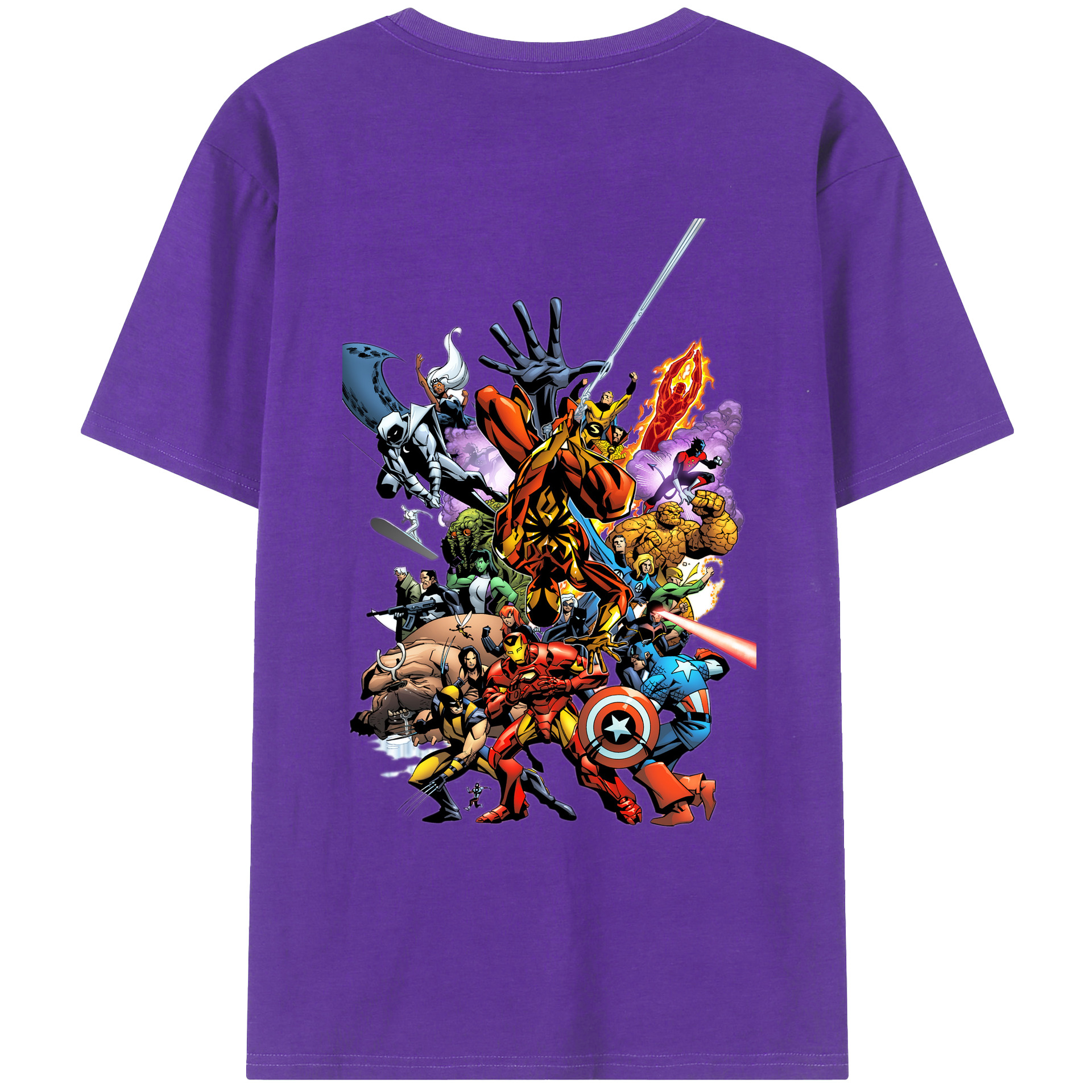 （画像用） アベンジャーズ The Avengers 綿100％ メンズ半袖Tシャツ（バックプリント） 通気性