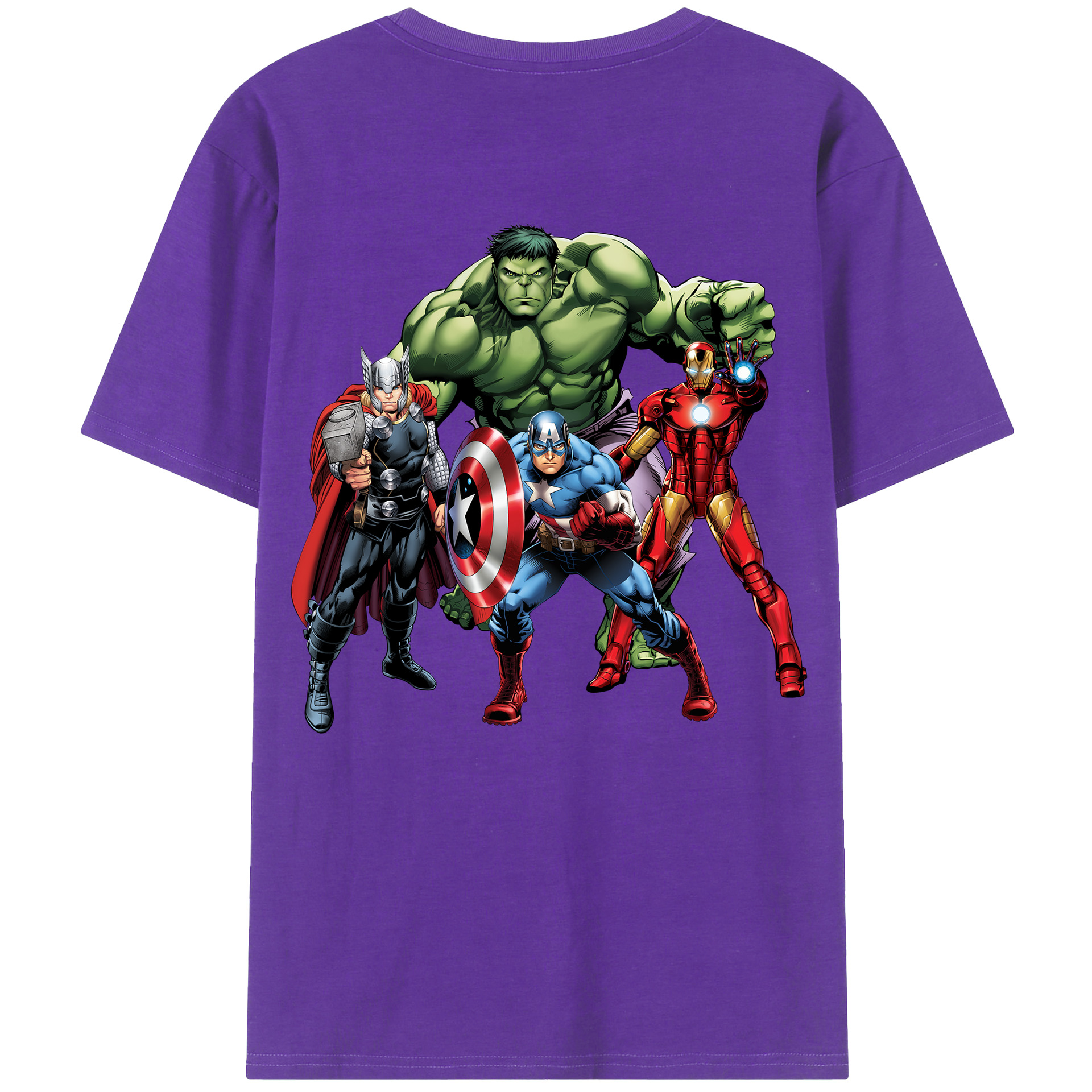 （画像用） アベンジャーズ The Avengers 綿100％ メンズ半袖Tシャツ（バックプリント） 通気性