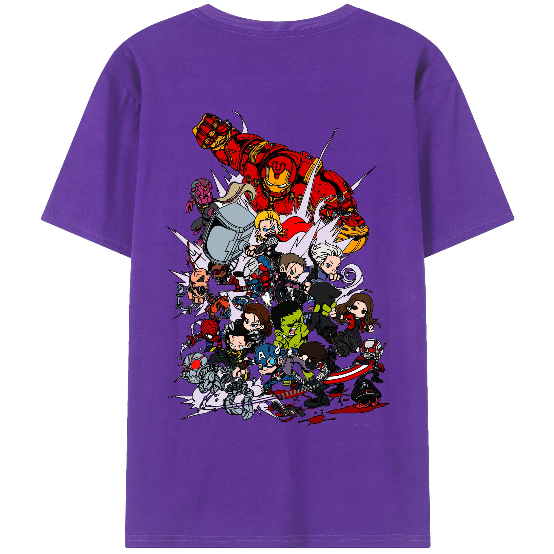 （画像用） アベンジャーズ The Avengers 綿100％ メンズ半袖Tシャツ（バックプリント） 通気性