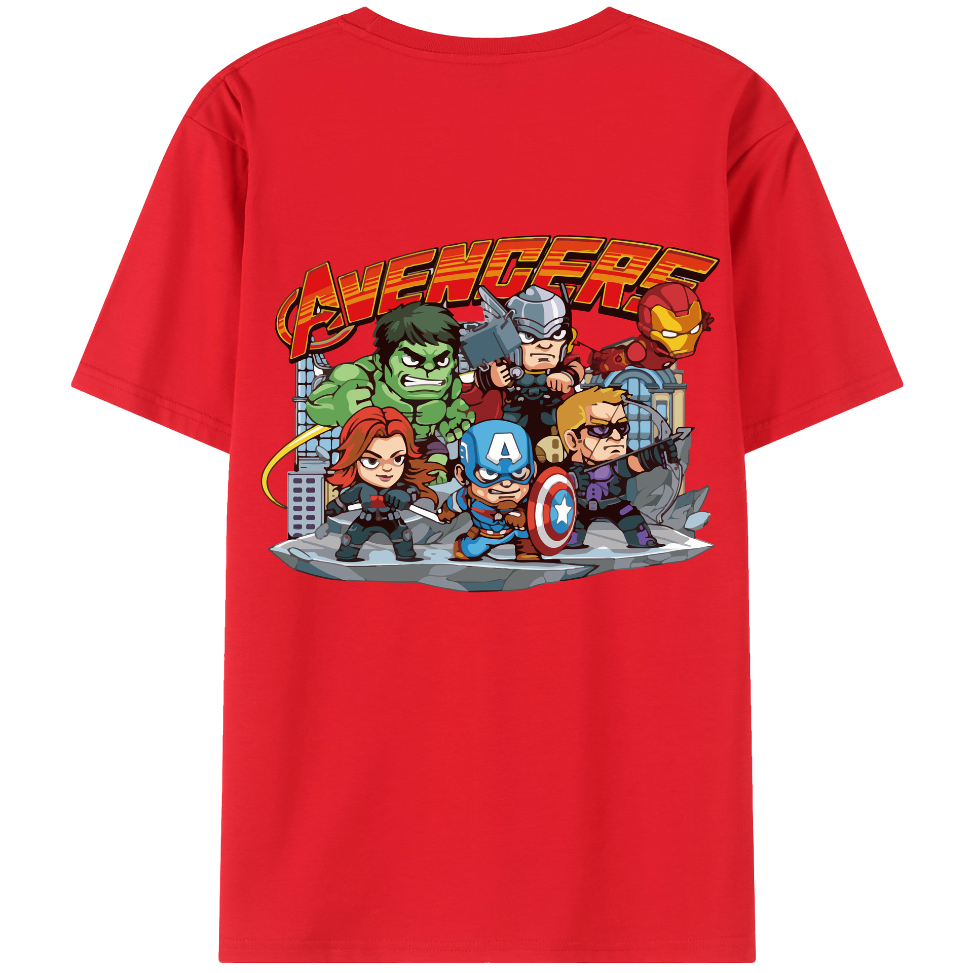 （画像用） アベンジャーズ The Avengers 綿100％ メンズ半袖Tシャツ（バックプリント） 通気性