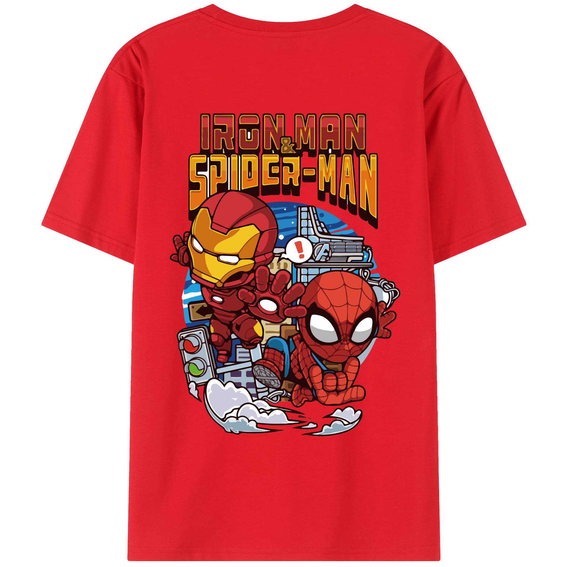 （画像用） アベンジャーズ The Avengers 綿100％ メンズ半袖Tシャツ（バックプリント） 通気性