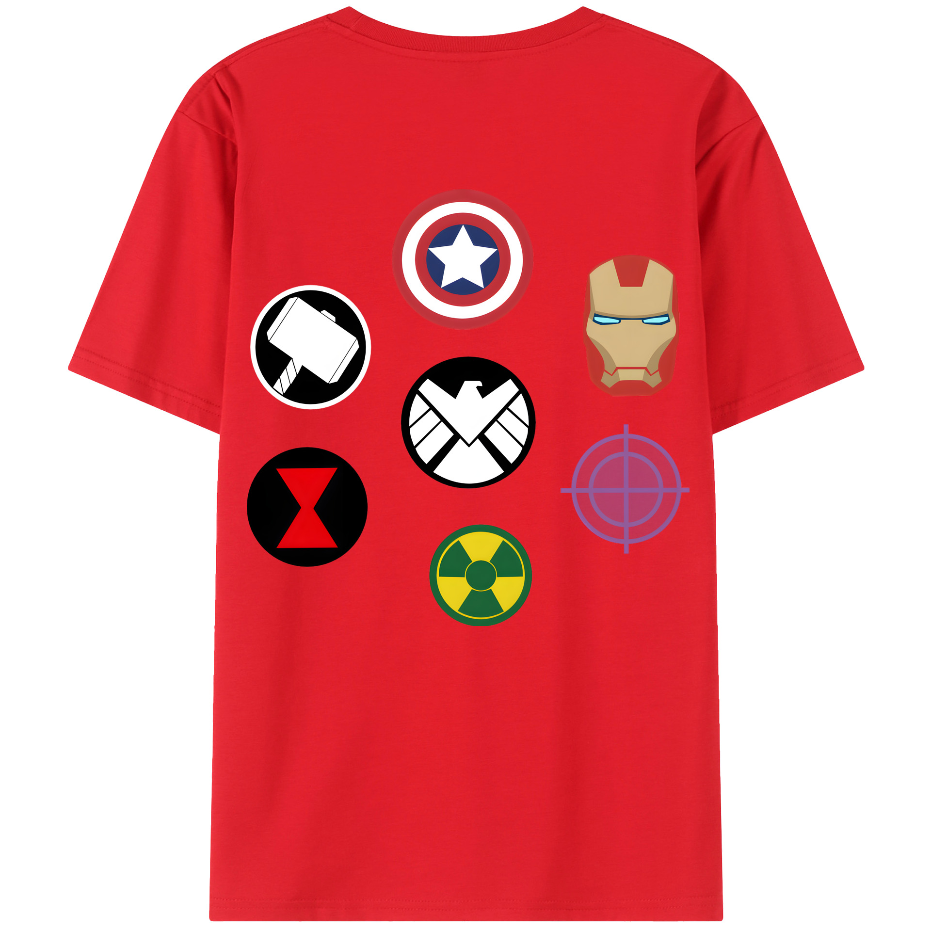 （画像用） アベンジャーズ The Avengers 綿100％ メンズ半袖Tシャツ（バックプリント） 通気性