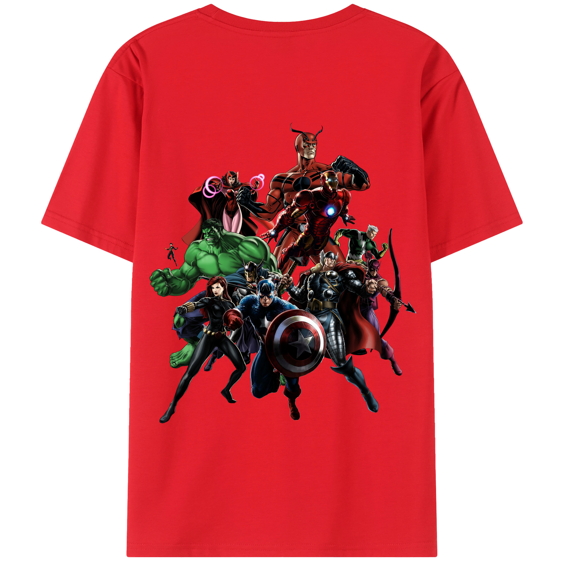 （画像用） アベンジャーズ The Avengers 綿100％ メンズ半袖Tシャツ（バックプリント） 通気性