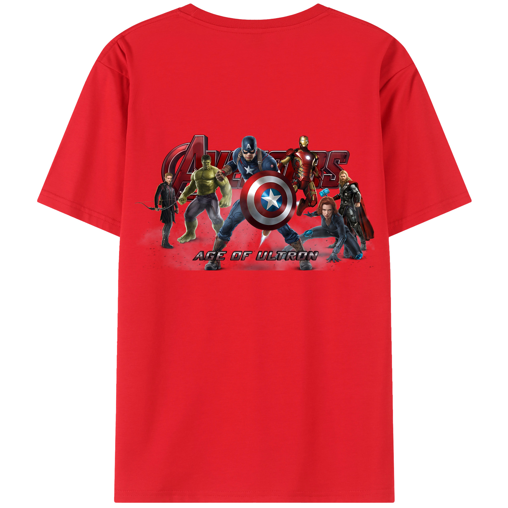 （画像用） アベンジャーズ The Avengers 綿100％ メンズ半袖Tシャツ（バックプリント） 通気性
