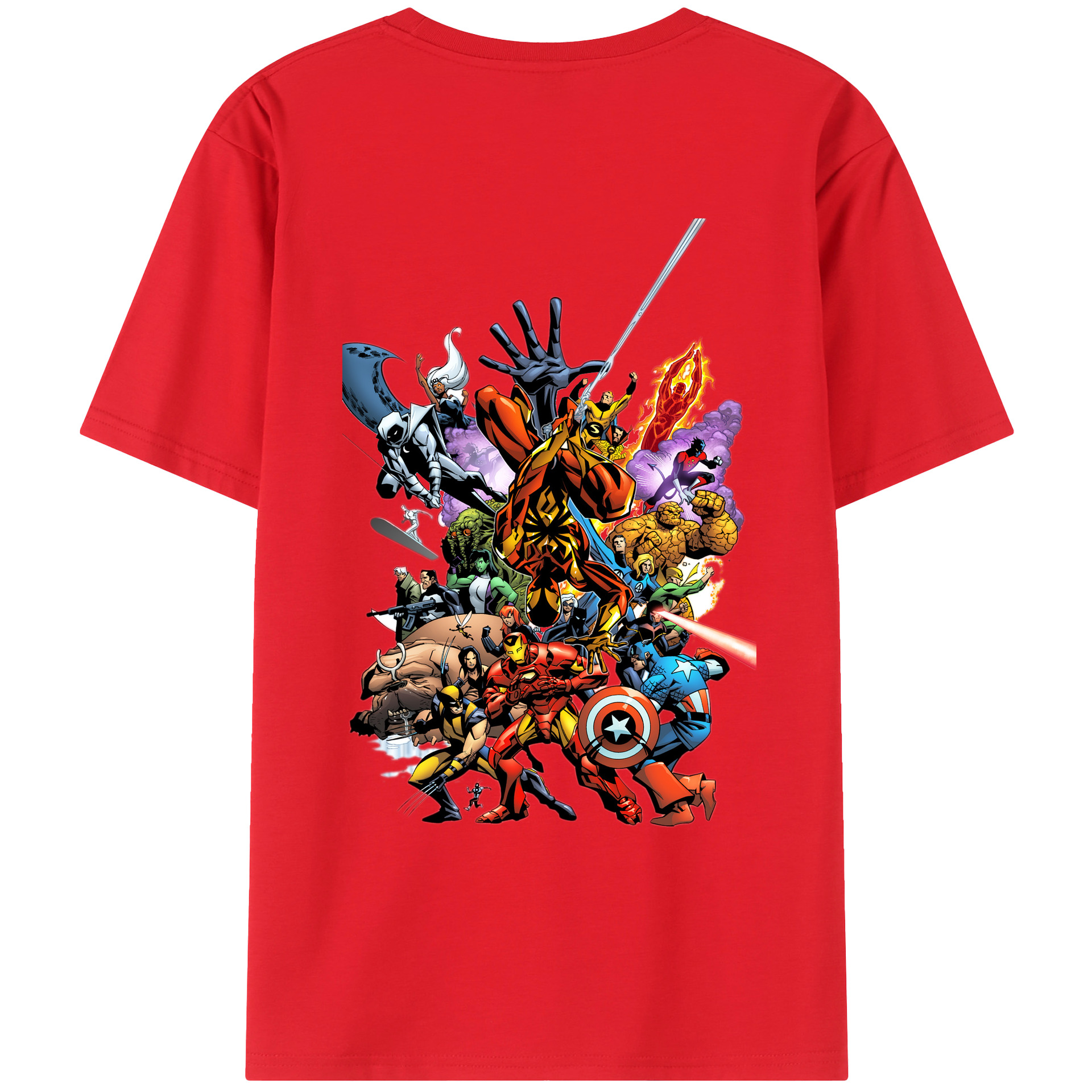 （画像用） アベンジャーズ The Avengers 綿100％ メンズ半袖Tシャツ（バックプリント） 通気性