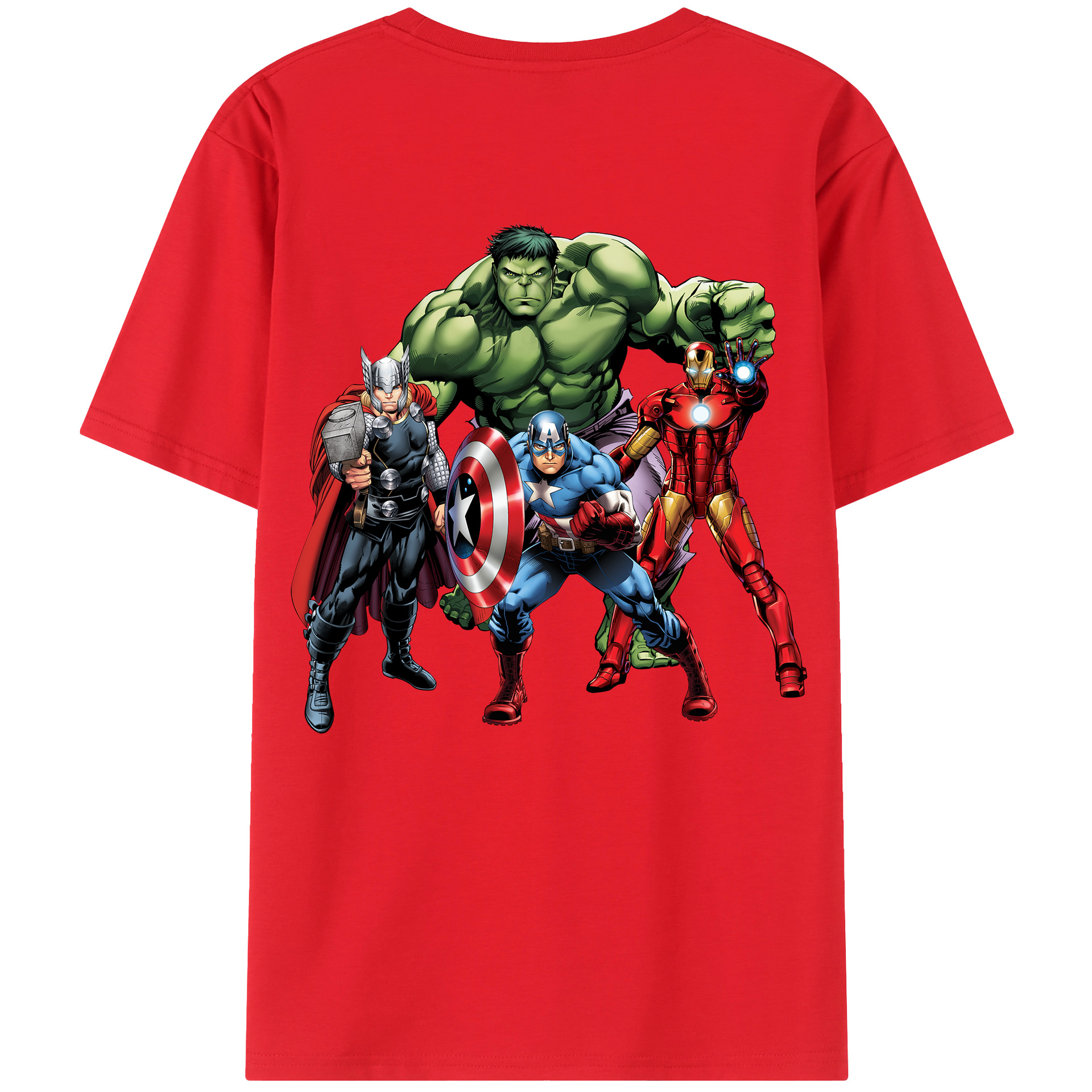 （画像用） アベンジャーズ The Avengers 綿100％ メンズ半袖Tシャツ（バックプリント） 通気性