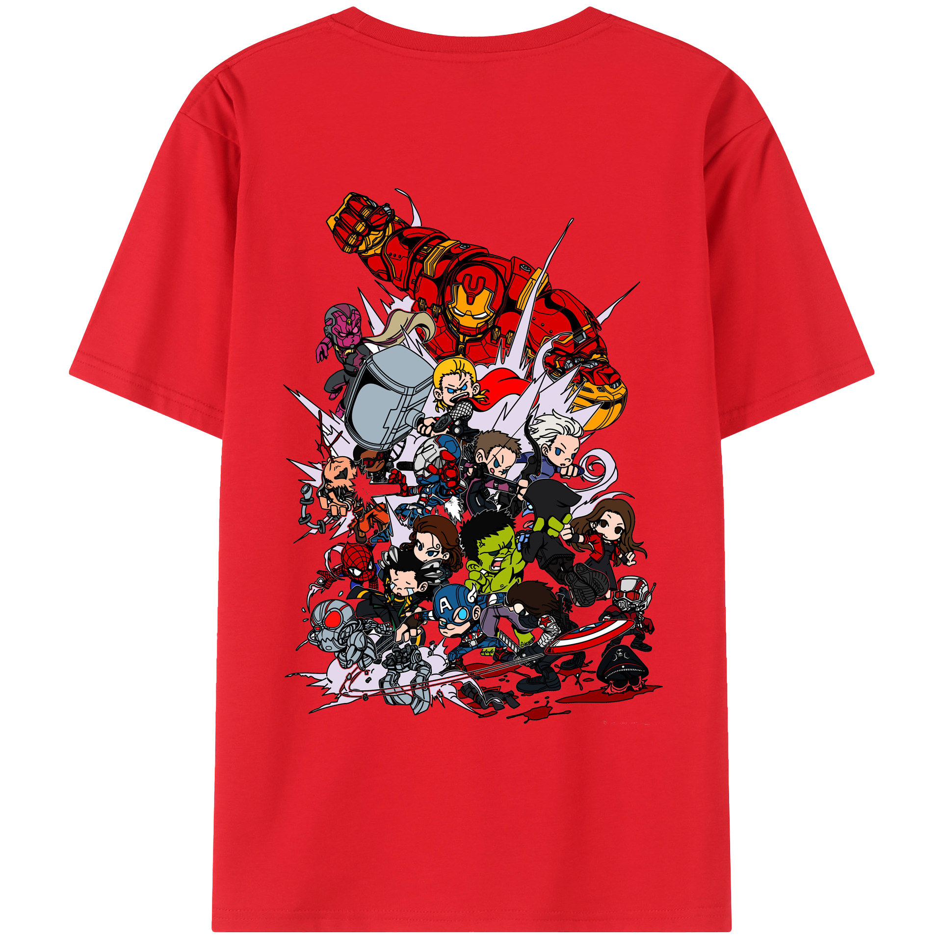 （画像用） アベンジャーズ The Avengers 綿100％ メンズ半袖Tシャツ（バックプリント） 通気性