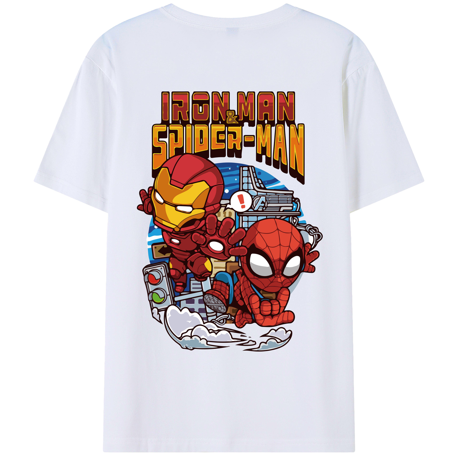 （画像用） アベンジャーズ The Avengers 綿100％ メンズ半袖Tシャツ（バックプリント） 通気性