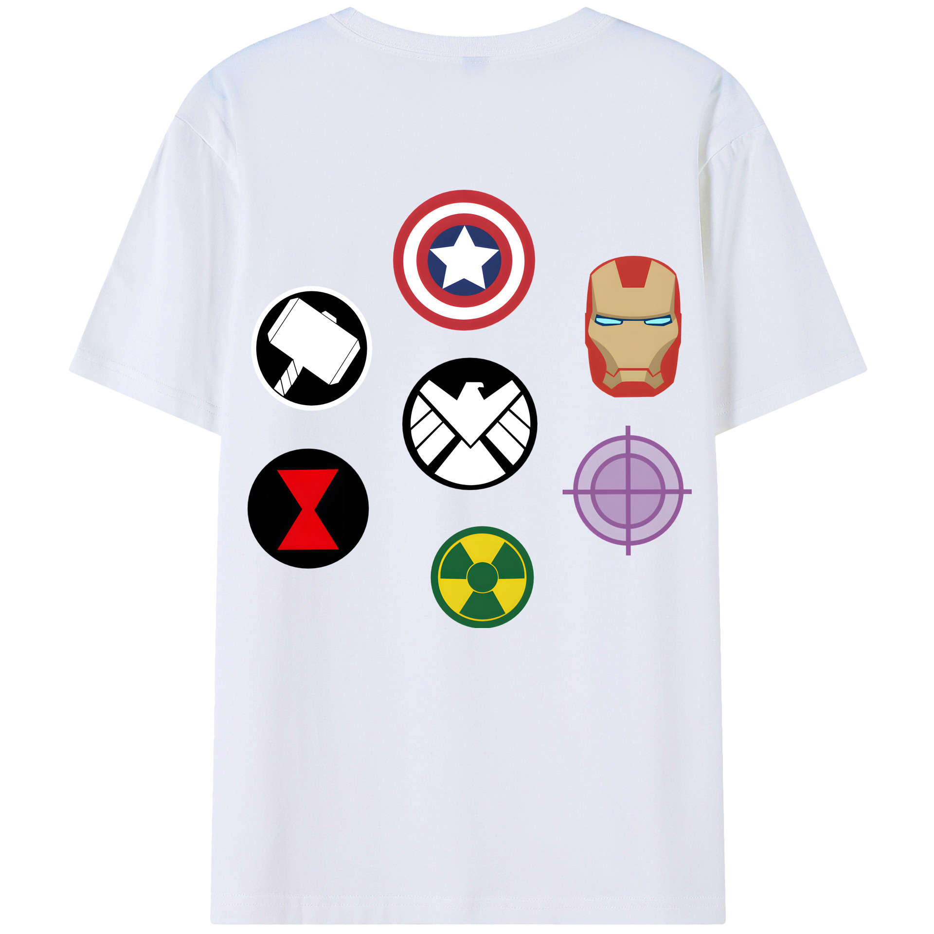 （画像用） アベンジャーズ The Avengers 綿100％ メンズ半袖Tシャツ（バックプリント） 通気性