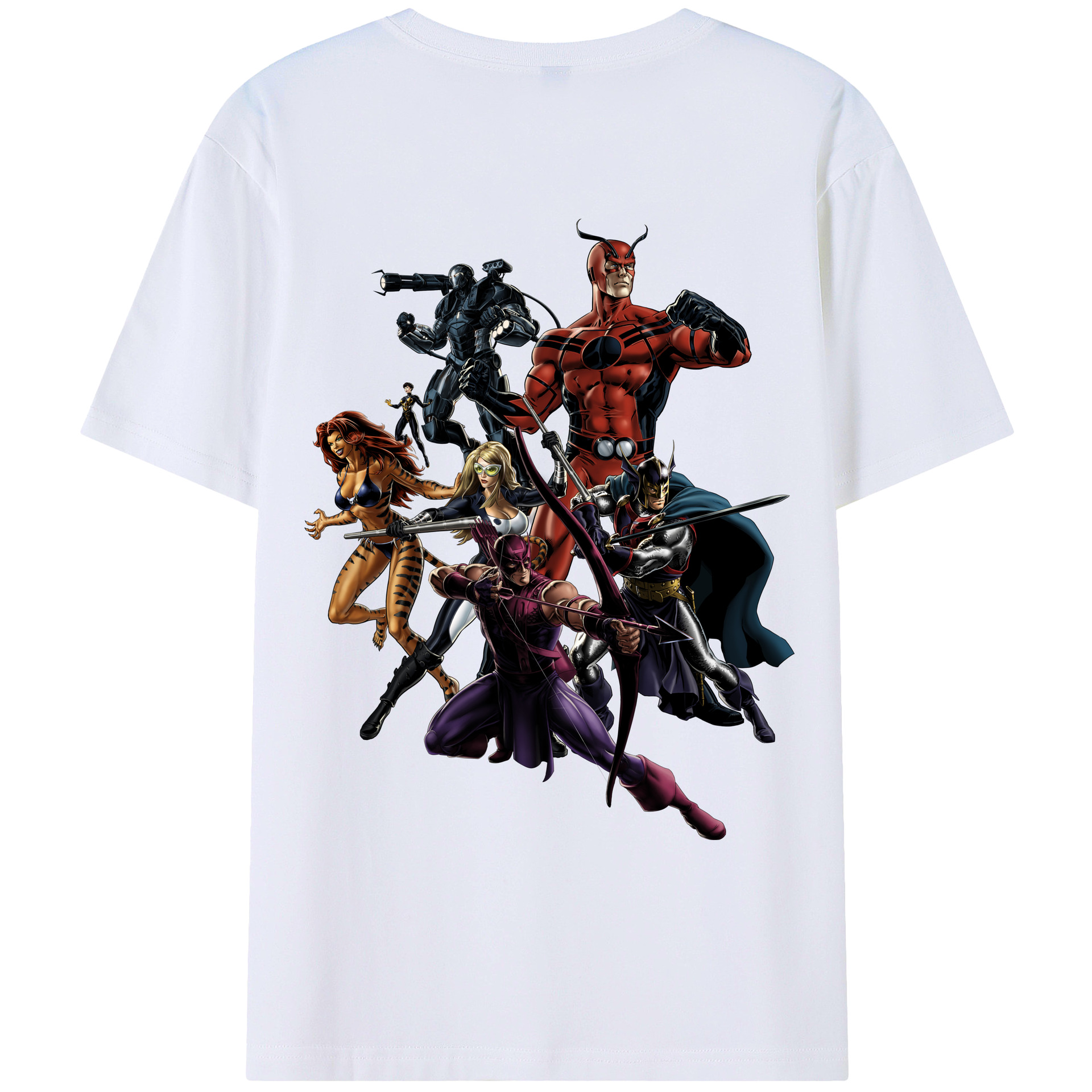 （画像用） アベンジャーズ The Avengers 綿100％ メンズ半袖Tシャツ（バックプリント） 通気性