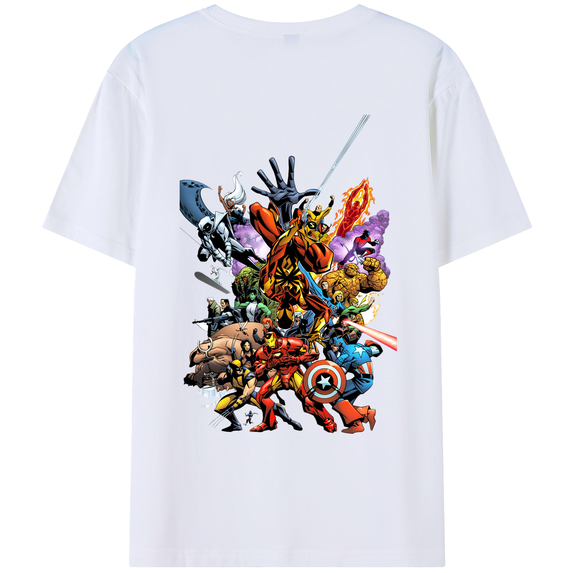 （画像用） アベンジャーズ The Avengers 綿100％ メンズ半袖Tシャツ（バックプリント） 通気性